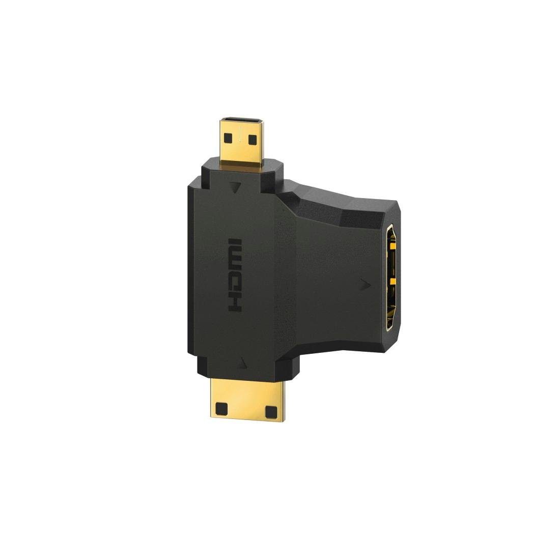 Hama HDMI-adapter HDMI™-adapter type-A-koppeling-type C mini-/D micro-stekker verguld