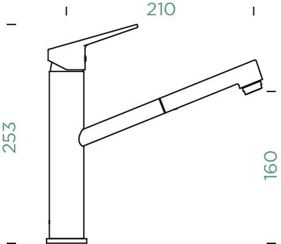 Schock Keukenkraan METIS SB uitschuifbare uitloop, draaibereik 120°