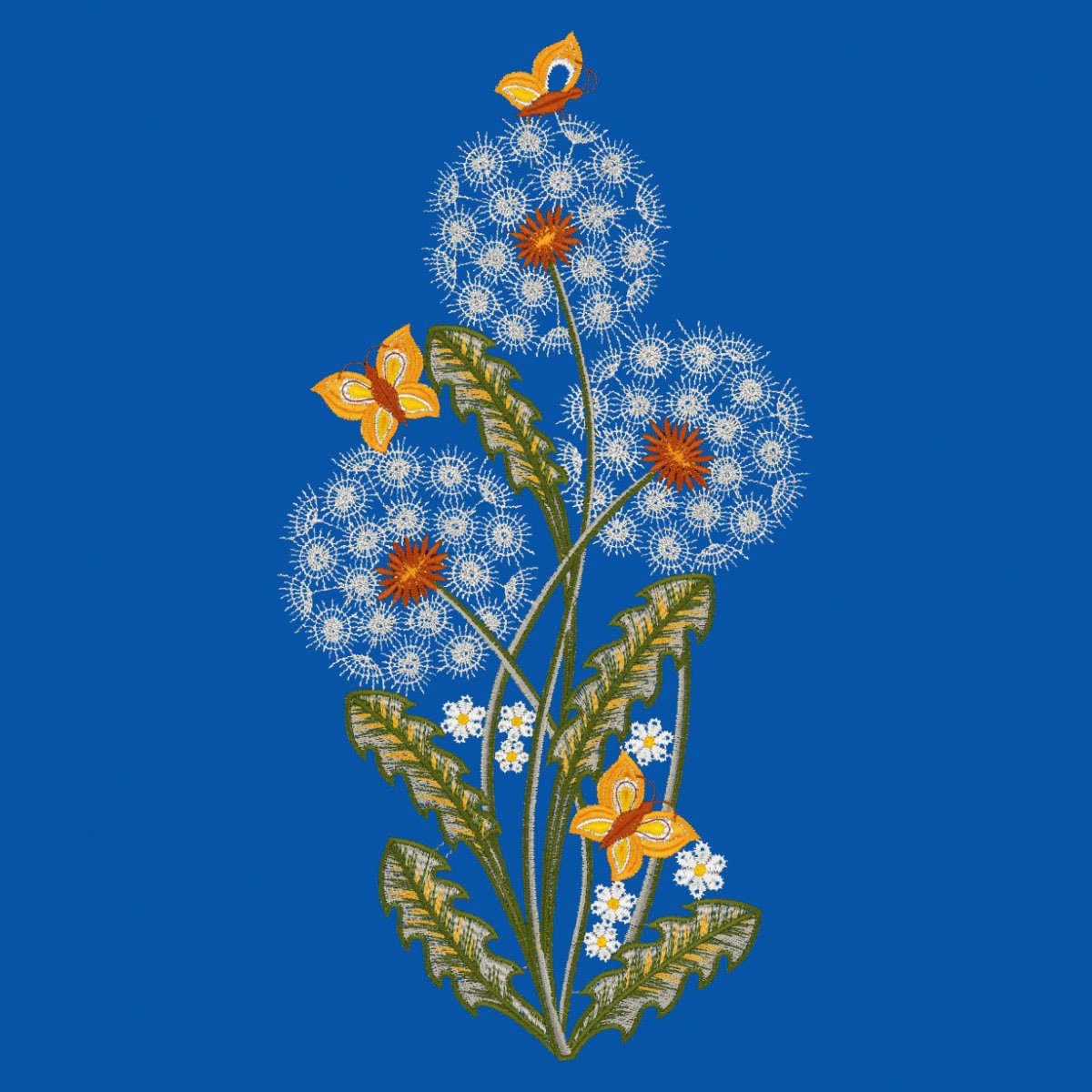 W. Reuter & Sohn - Plauener Spitze® Raamdecoratie "paardenbloemen" in kleur