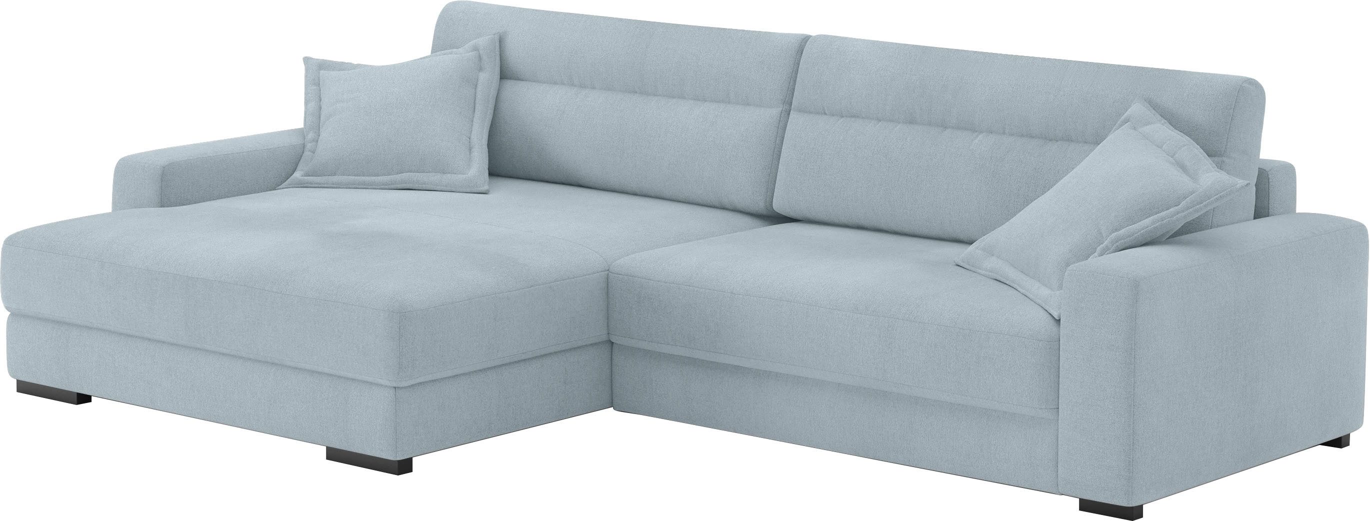 Mr. Couch Hoekbank Marcello DuraFlex L-vorm EasyBett, bedbox, koudschuimvering, tot 140 kg belastbaar blauw, hoekbanken, Bettfunktion rechts-Recamiere