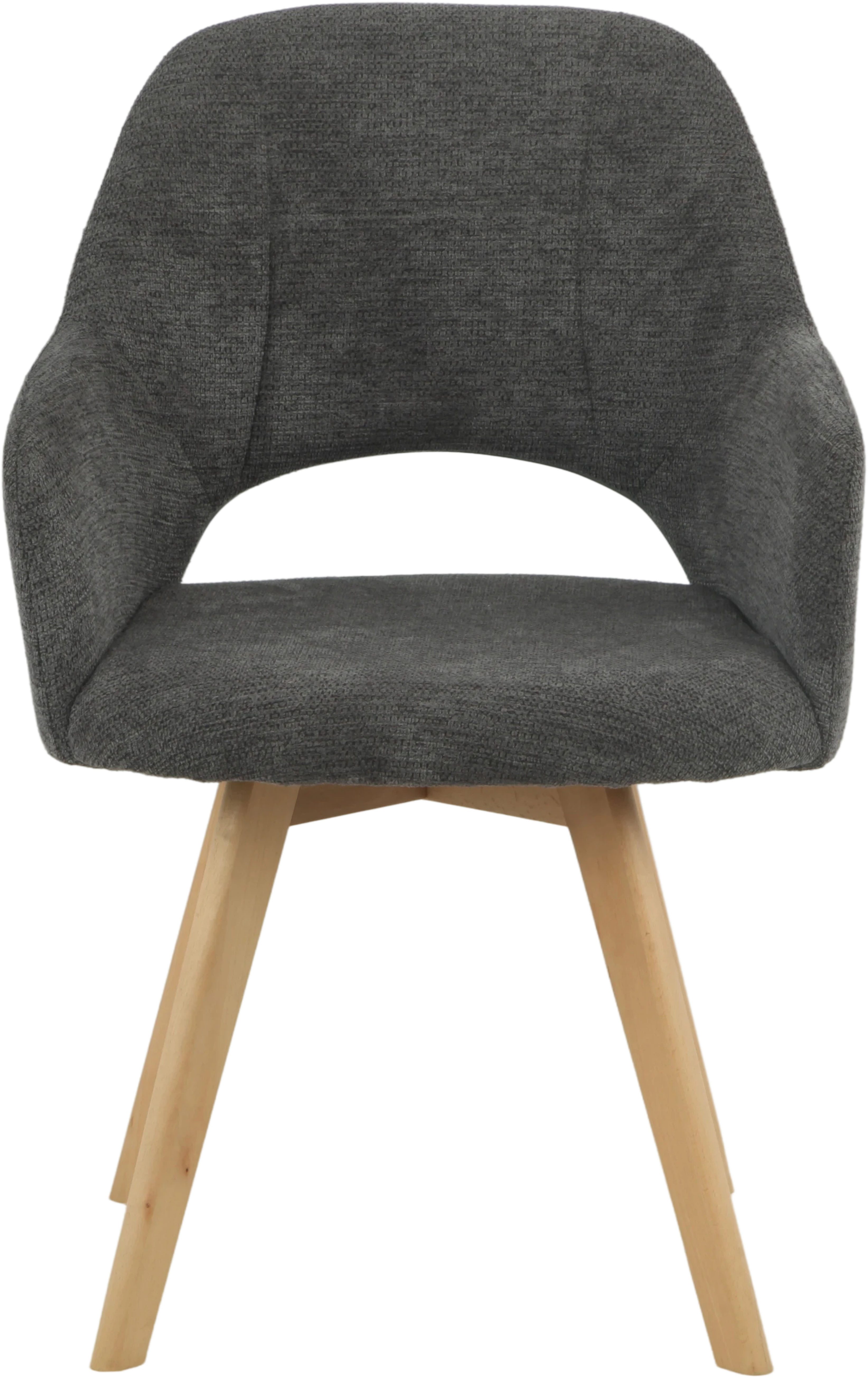 HELA Stoel met armleuningen SOFIA armstoel met massief houten frame, bekleding webstof Eetkamerstoel, fauteuil met armleuningen, subtiele ruguitsparing (set, 2 stuks)