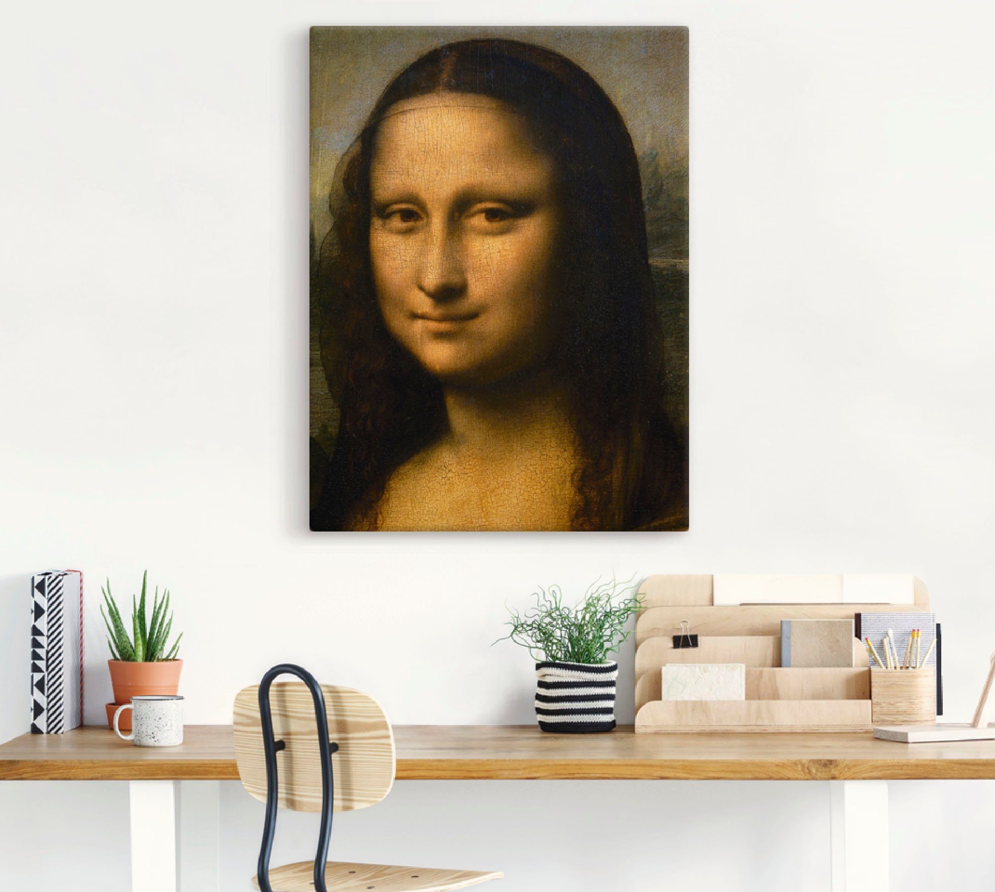 Artland Artprint op linnen Mona Lisa. Detail hoofd. 1503-1506