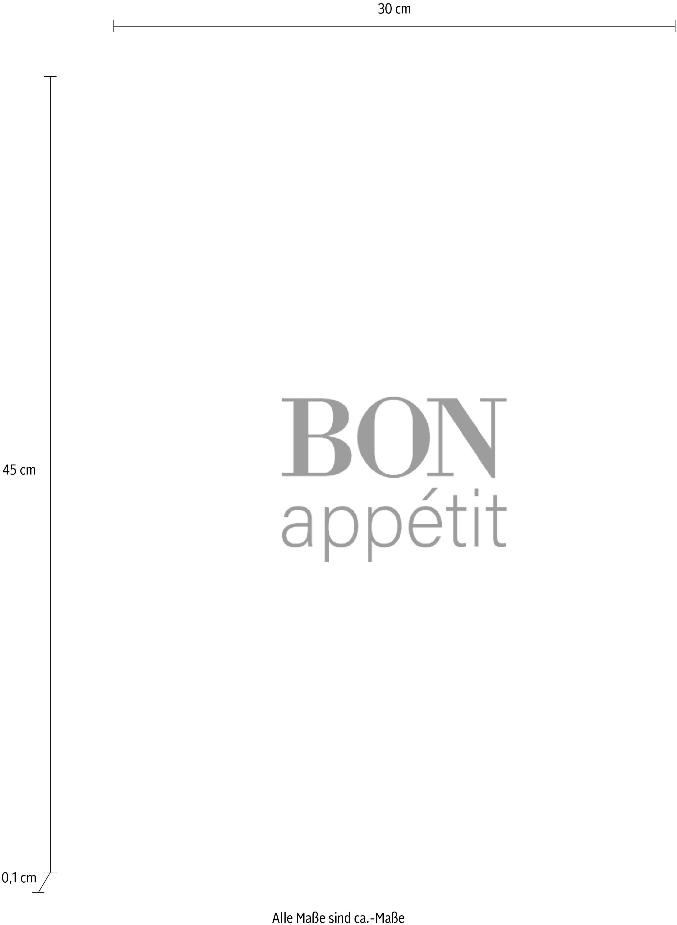 queence Sierobject voor aan de wand Bon appétit Stalen bord, blikken bord, spreuk, grappig, wanddecoratie, retro, 20x30cm