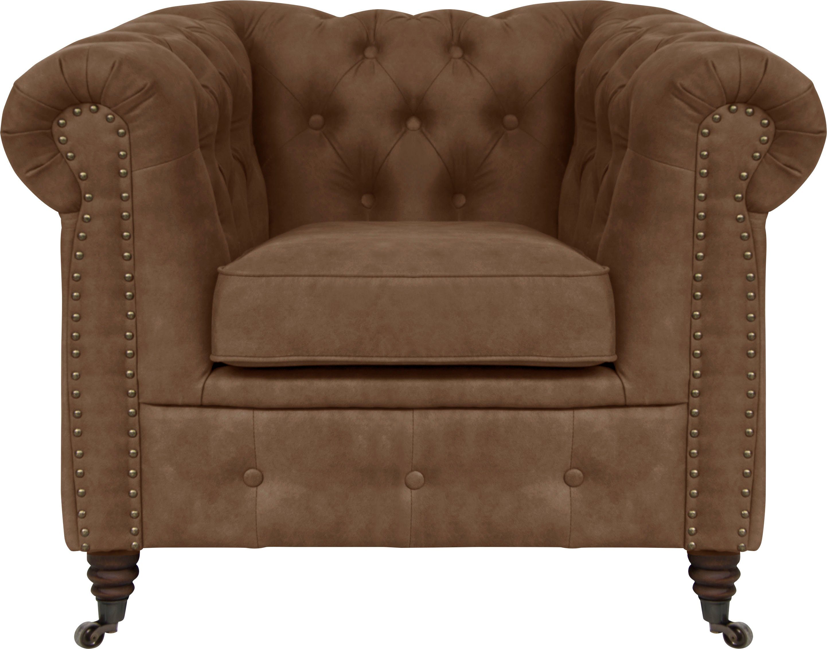 Home affaire Chesterfield-fauteuil Aarburg fauteuil luxueuze capitonnage en siernagels in chesterfield-design