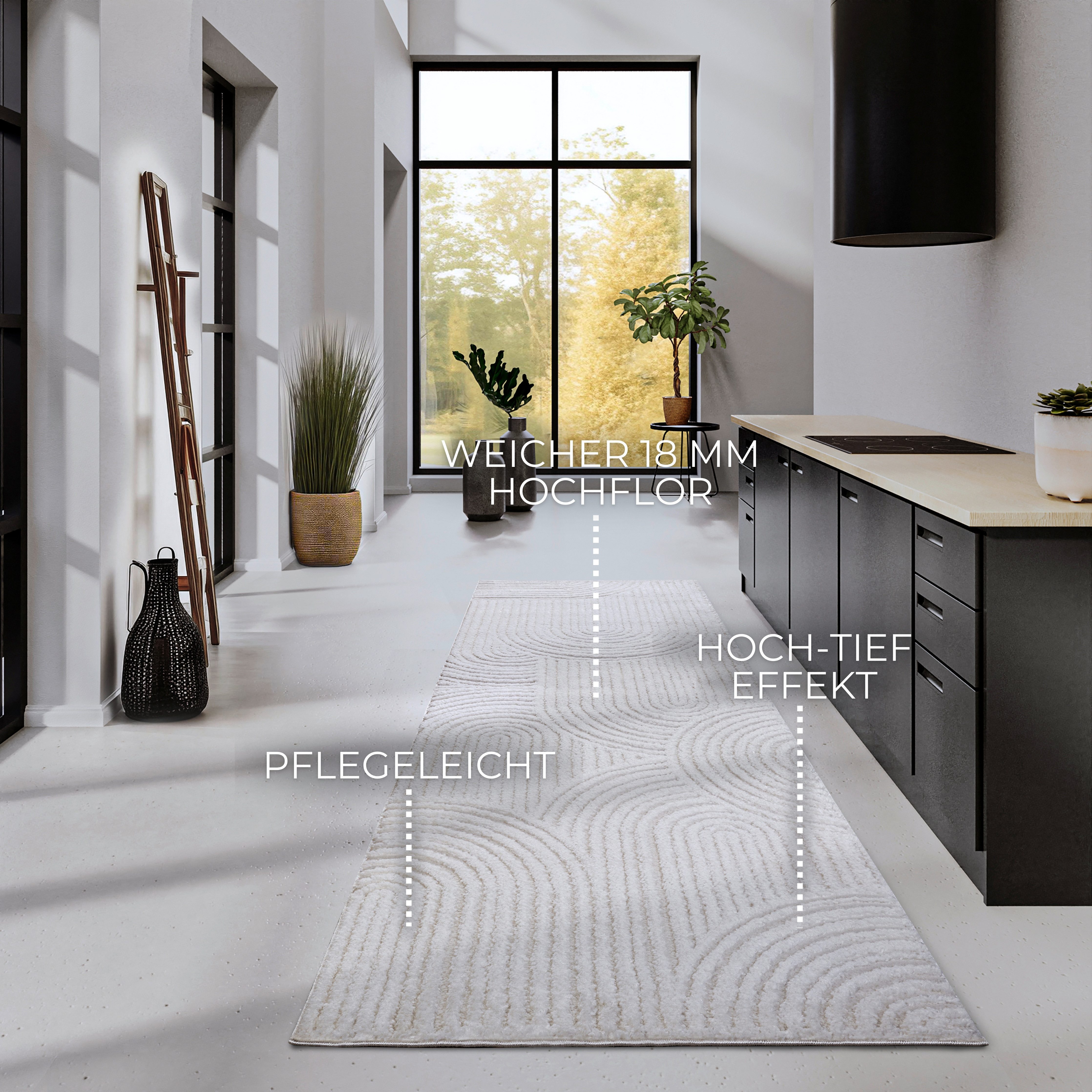 ELLE DECORATION Design-vloerkleed Chappe Shaggy, loper, pluizig, zacht, hoogpolig, modern, hoog-laag effect