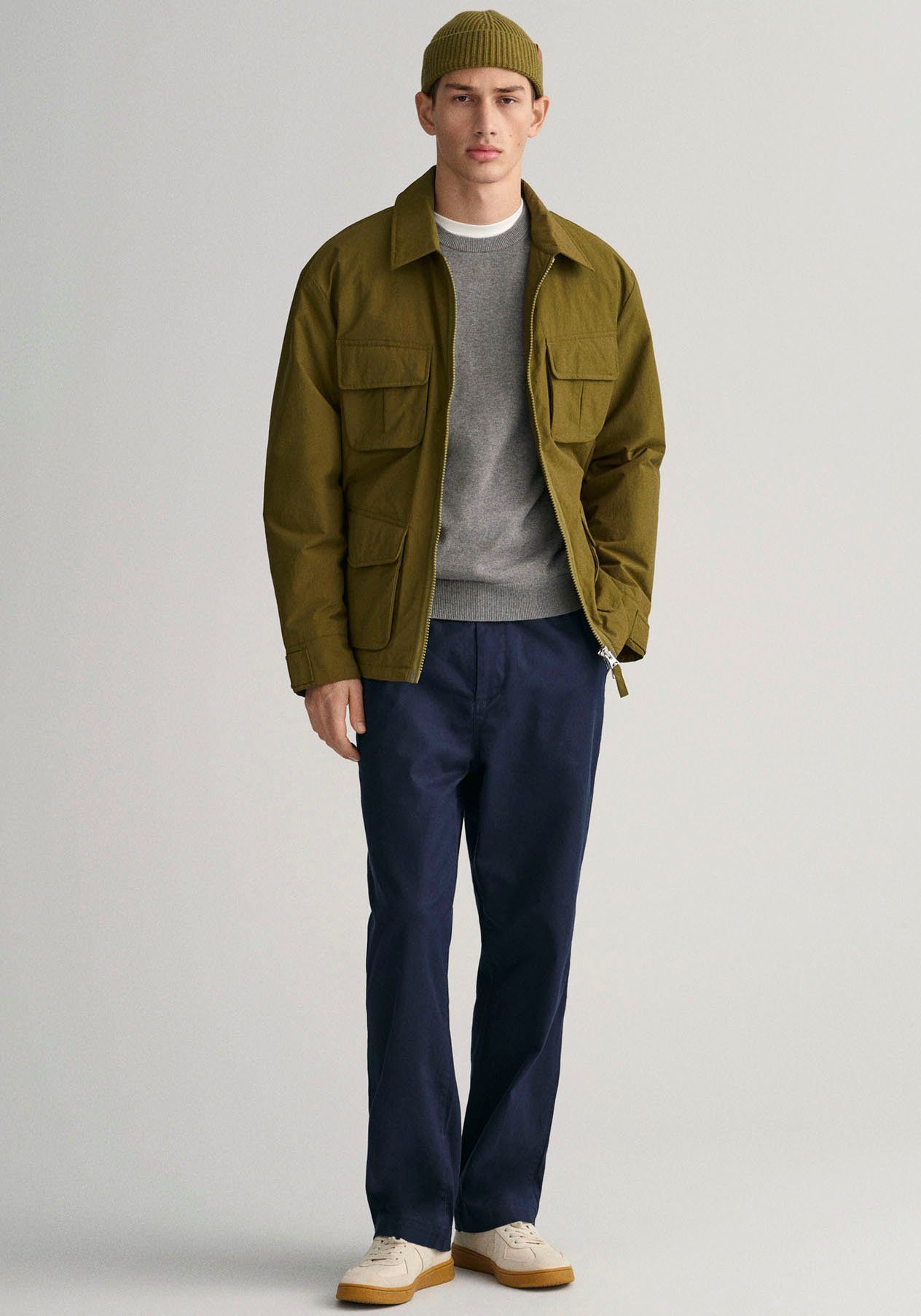 Gant Trui met ronde hals CLASSIC COTTON C-NECK Premium breipullover van zachte 100% katoen, overgangspullover