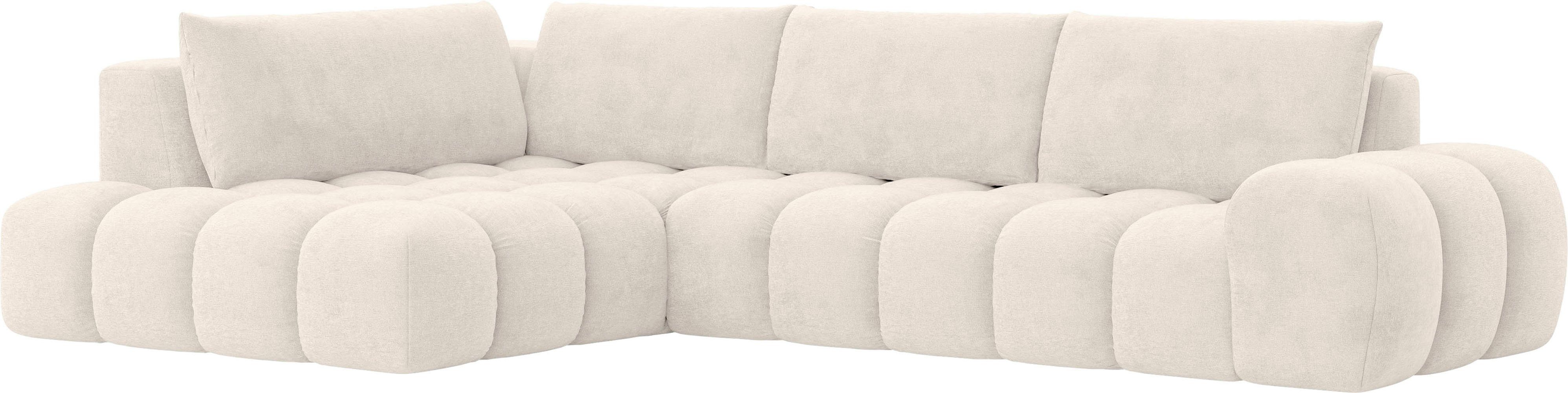 INOSIGN Hoekbank AZITA designsofa, elegant en comfortabel L-vorm, bubbel-look