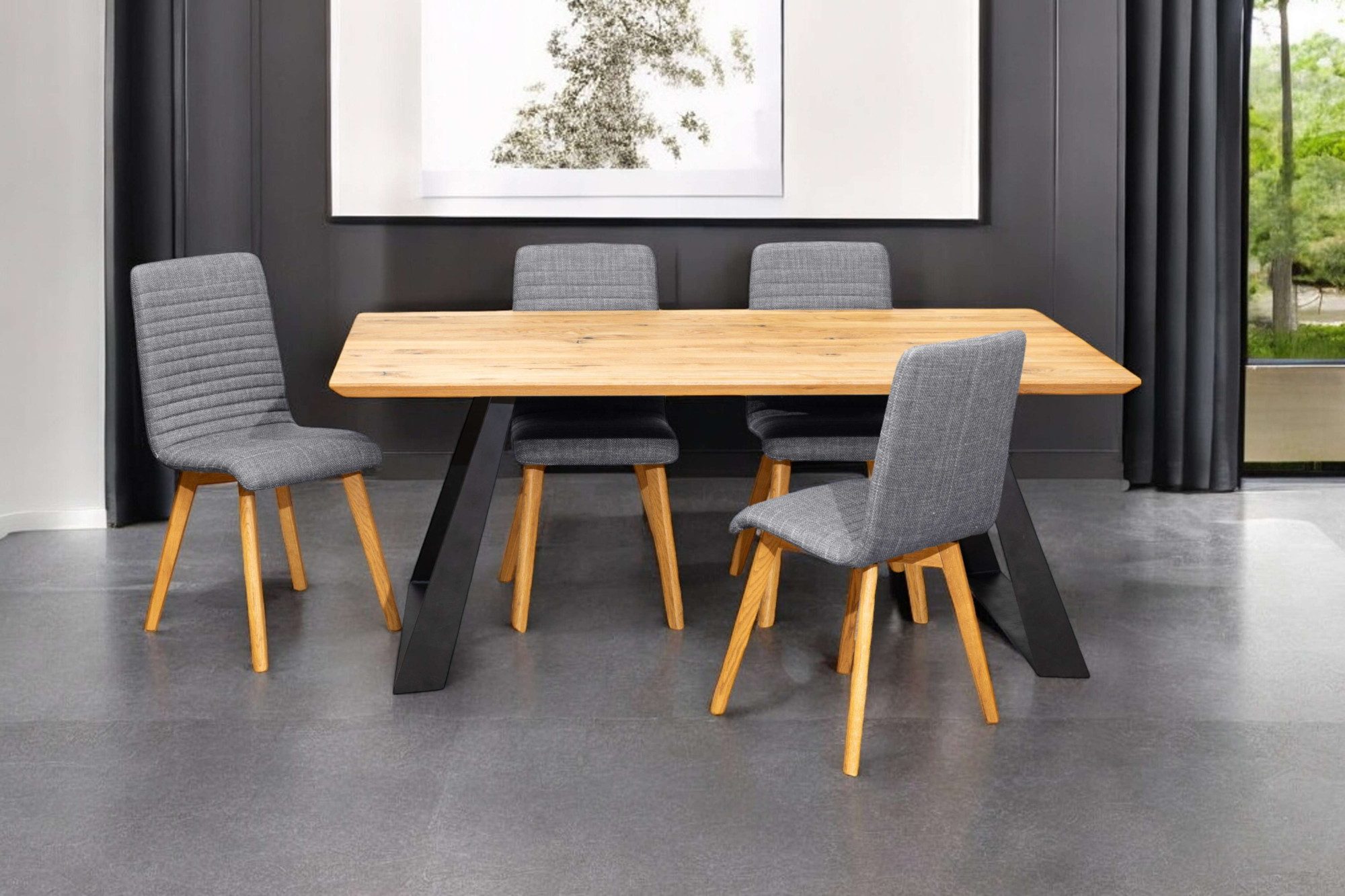 Home affaire Eethoek Arosa zitgroep voor keukens, eettafel met 4 gestoffeerde stoelen, 5-delig (set, 5-delig)