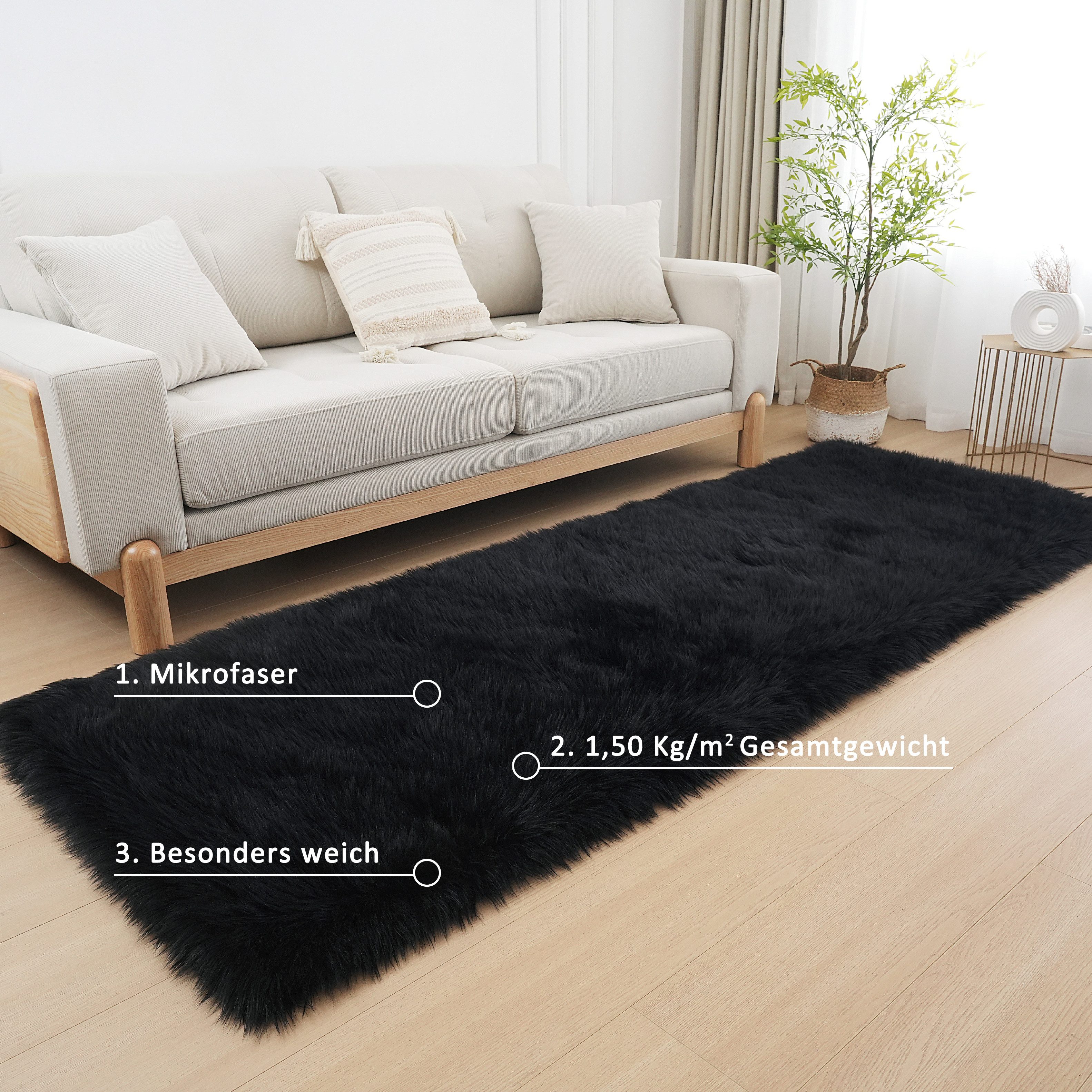 my home Vachtvloerkleed Dena, hoogpolige tapijten Imitatiebont, zacht, unikleuren, woonkamer, slaapkamer, eetkamer