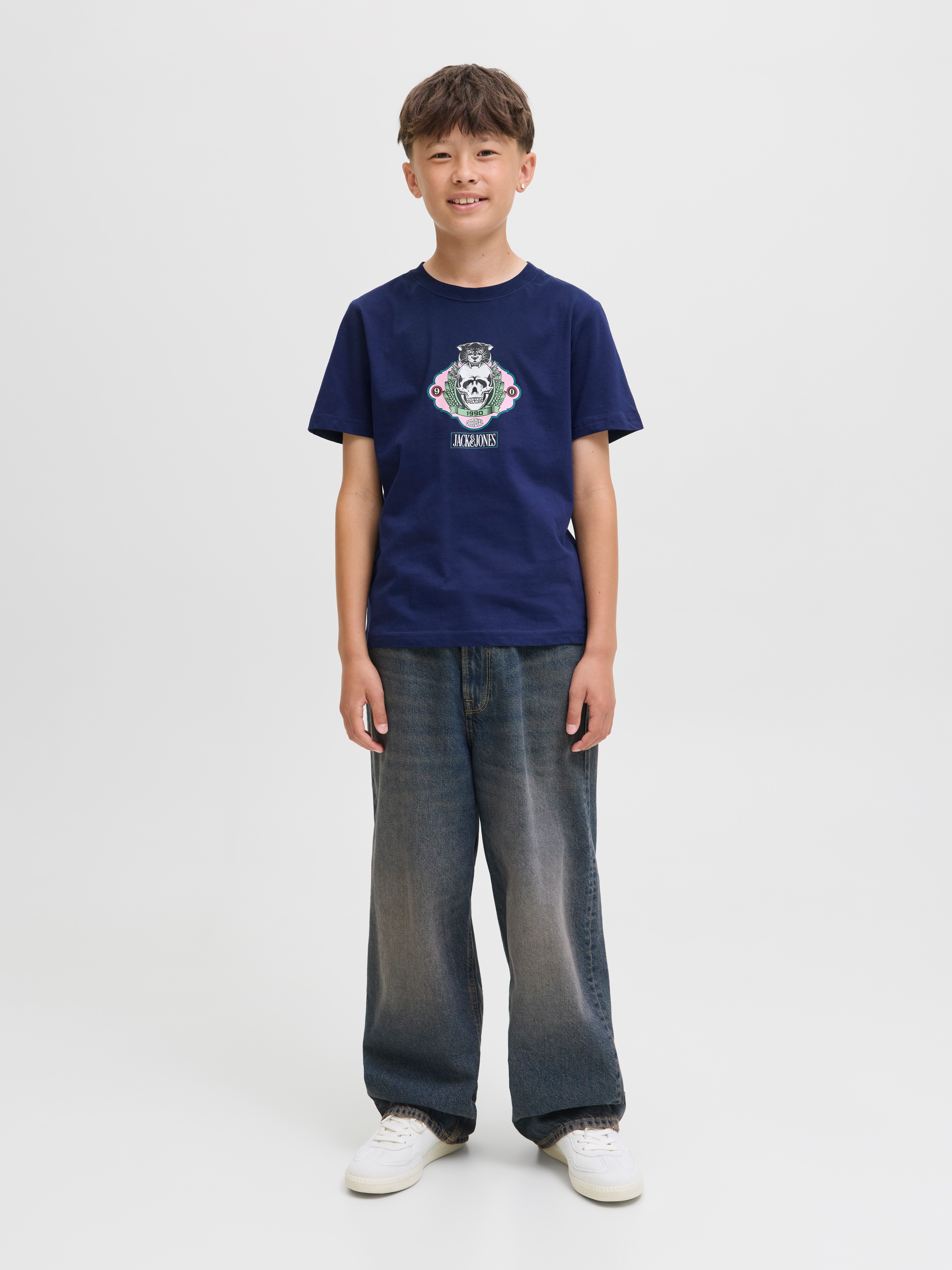 Jack & Jones Junior T-shirt JORSKULL NATURE TEE SS CREW NECK SN JNR
