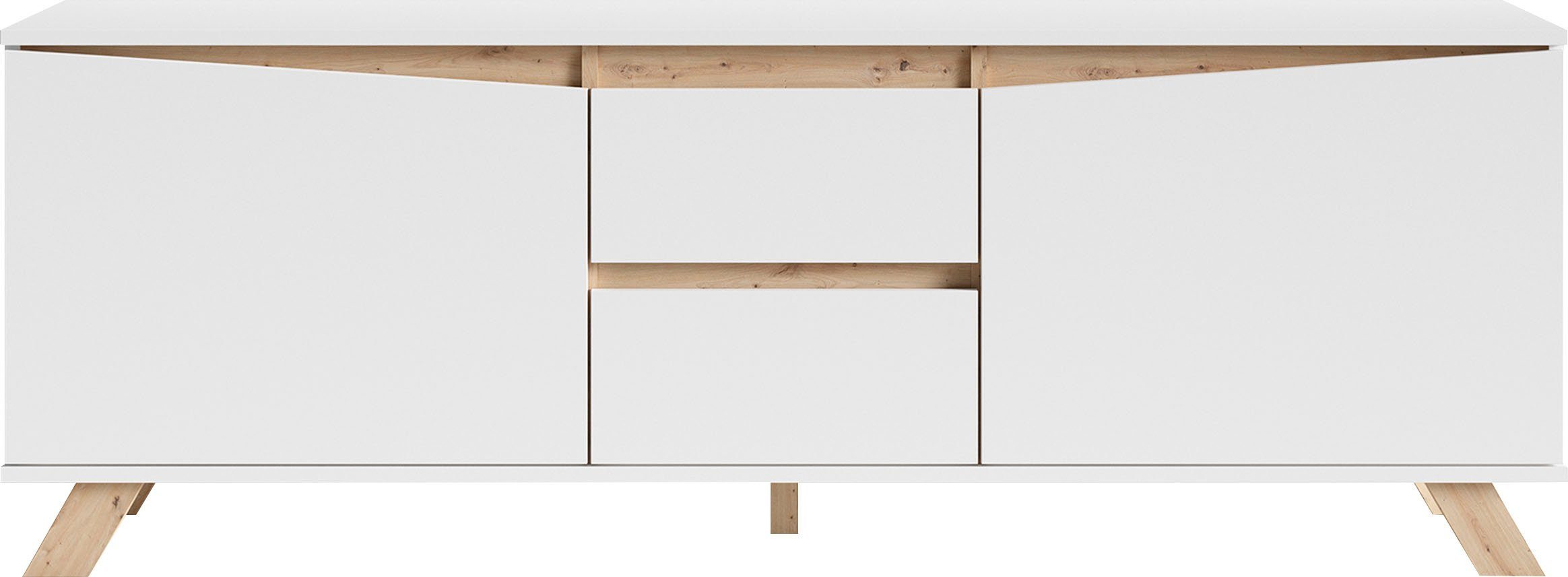 INOSIGN Tv-meubel VALENTIN 160 cm tv-meubel met 2 deuren en 2 lades in modern scandinavisch design lowboards wit
