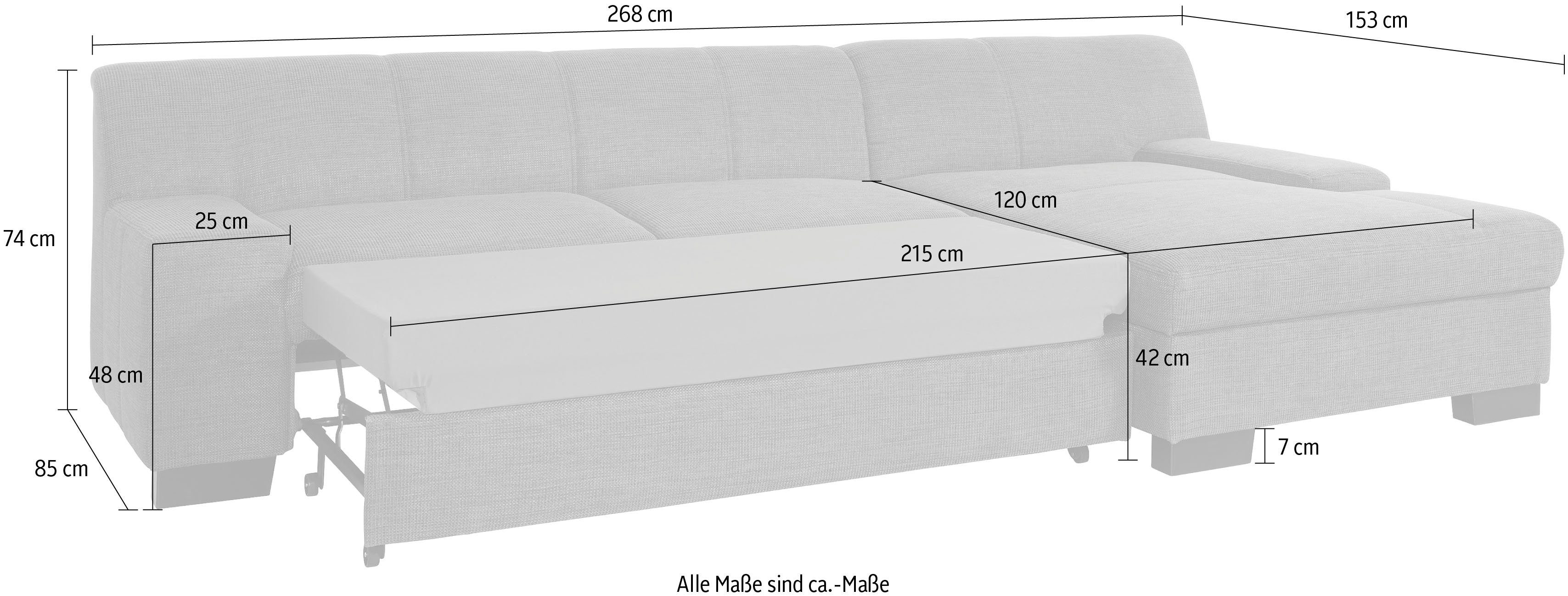 DOMO collection Hoekbank Norma Top, elegant en modern, platte armleuningen, comfortabel, L-vorm