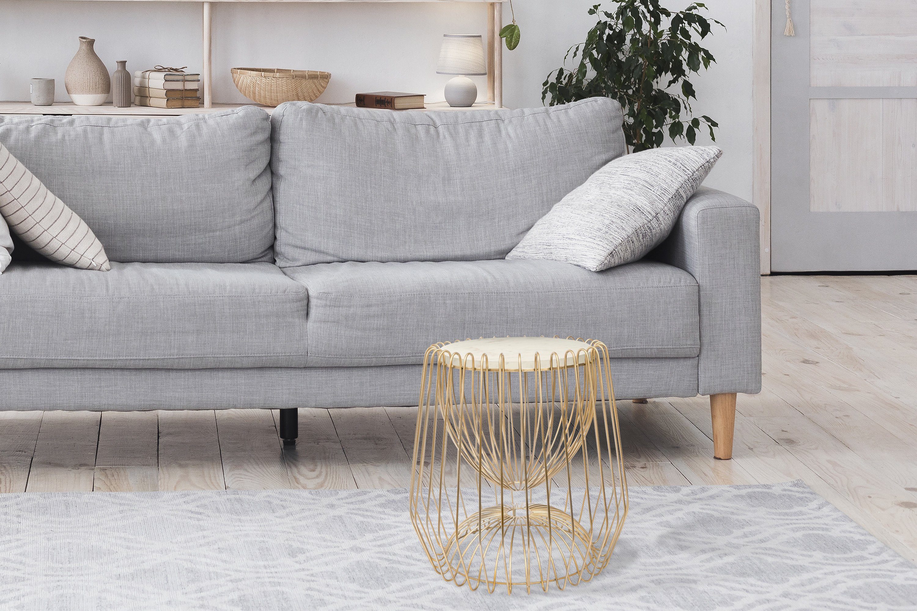 Kayoom Bijzettafel Malibu 225, bijzettafel met luxe marmeren blad ø marmeren blad: 33,5 cm, trendy metalen design, onderhoudsvriendelijk (1 stuk)