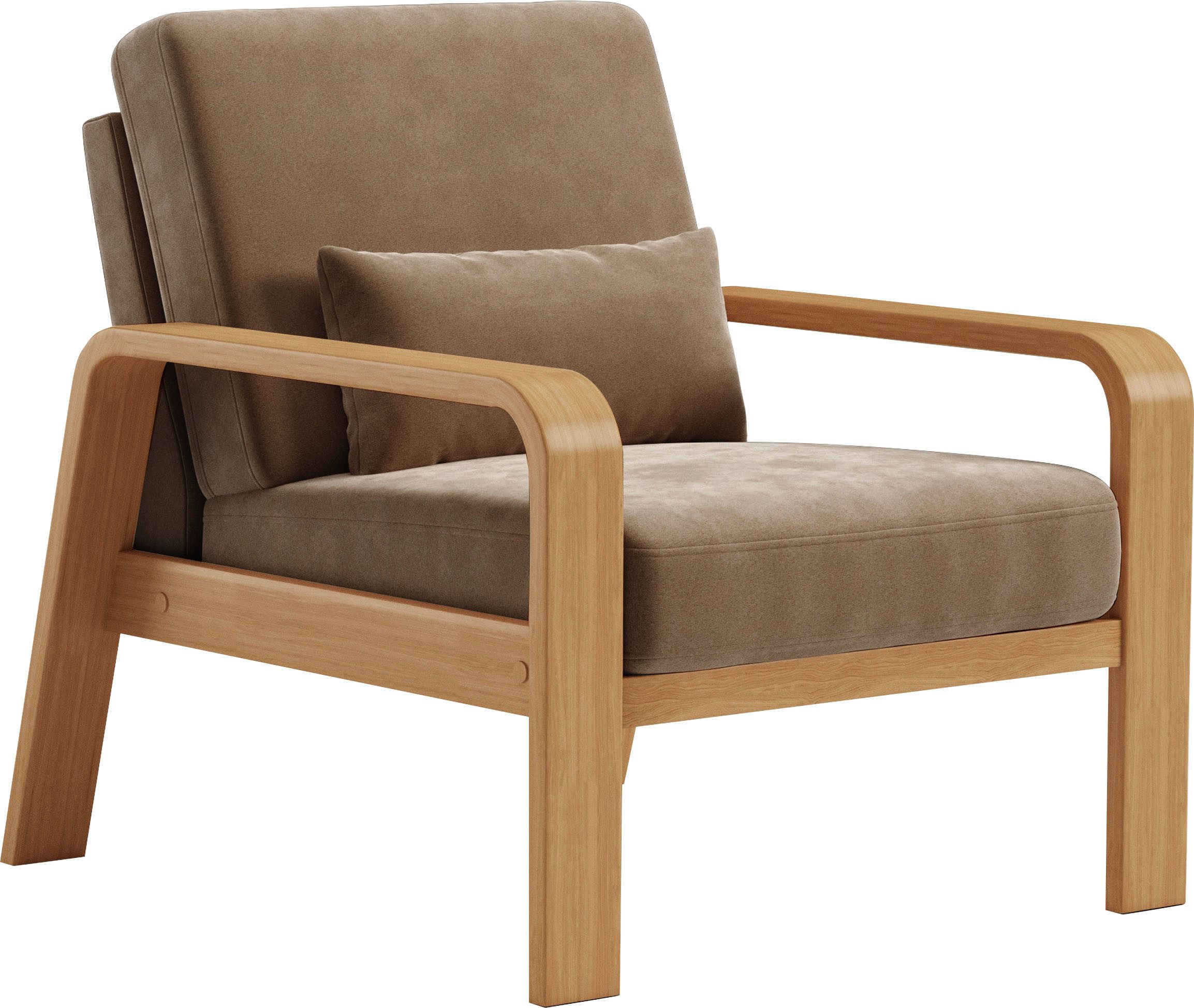 sit&more Fauteuil Kolding Armleuningen van eikenkleurig beukenhout, verschillende bekledingen en kleuren