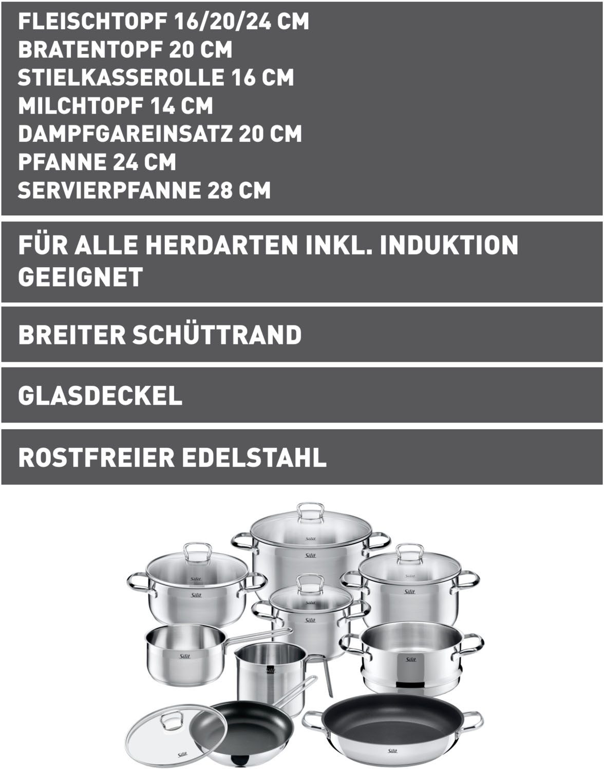 Silit Pannenset Toscane (set, 14-delig)