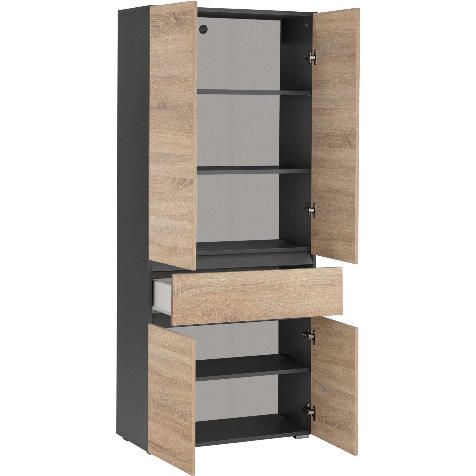 Home affaire Hoge kast Wisla met 4 deuren & 1 lade, breedte 76 cm, hoogte 180 cm