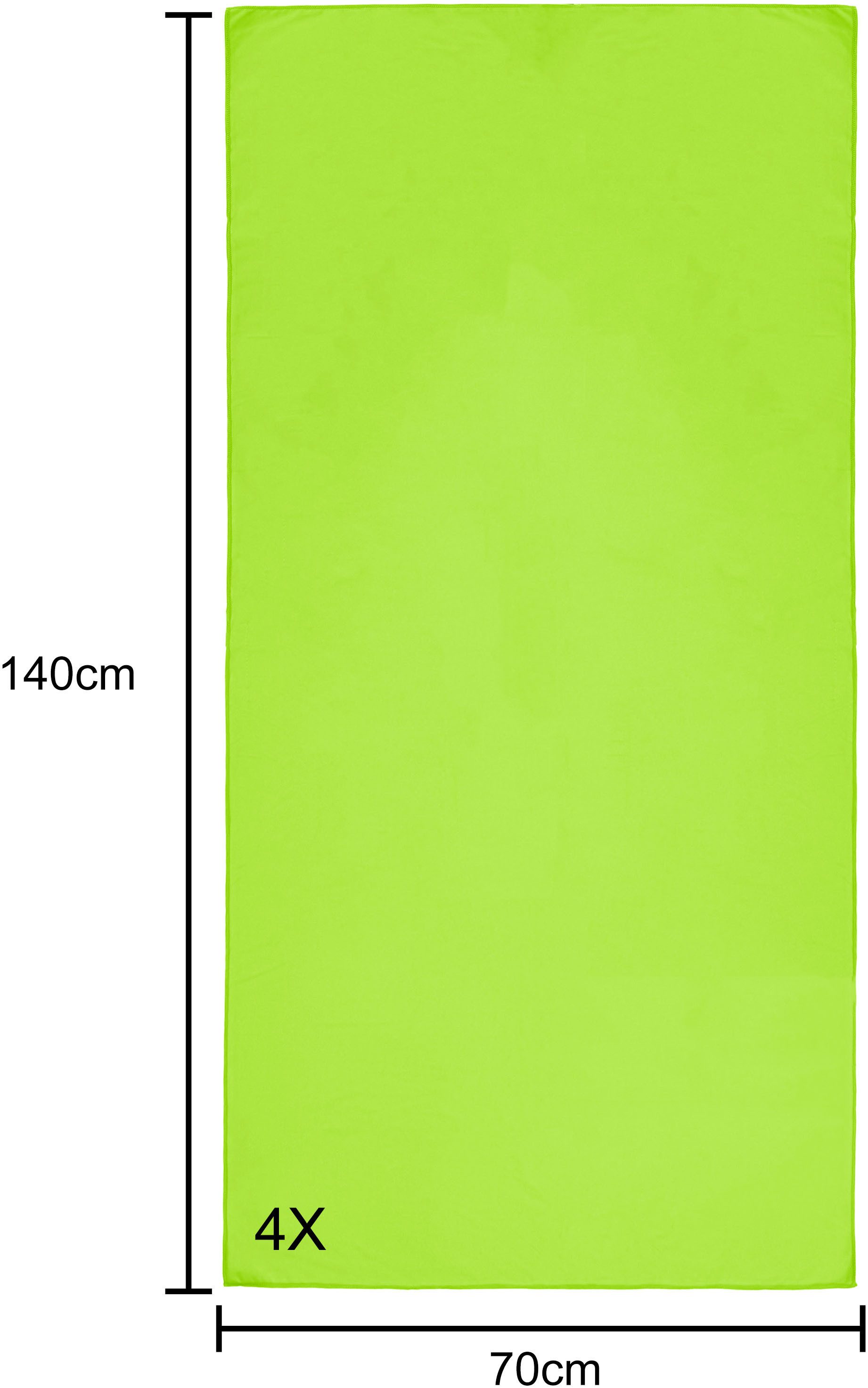 my home Reishanddoek Xavi, 4 x 70x140cm ideaal als sporthanddoek, reis handdoek als serie en set, zeer licht, compact, sneldrogend, microvezel (4 stuks)