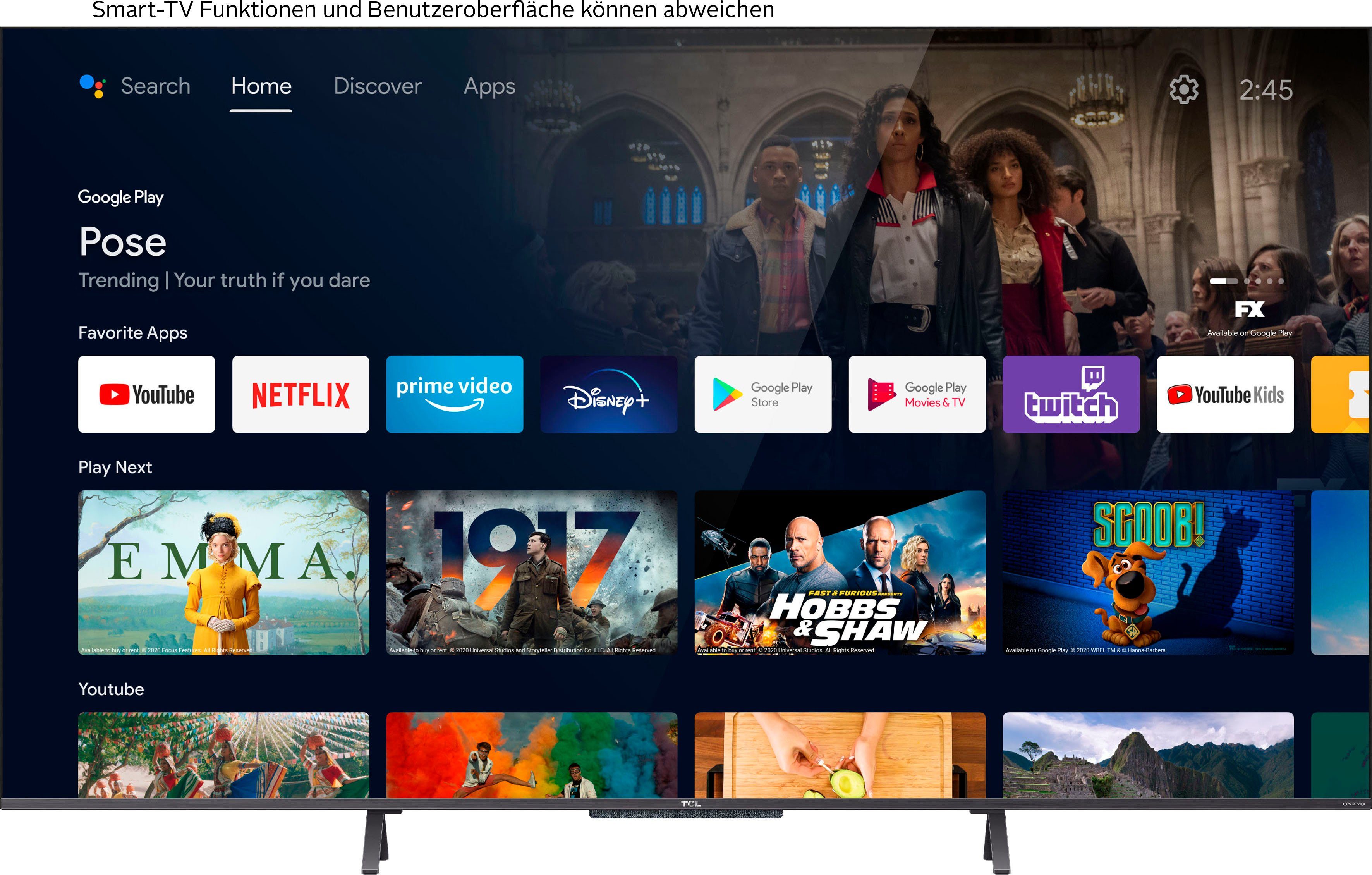 TCL QLED-TV 50C722X1, 126 cm / 50", 4K Ultra HD, Smart TV - Android TV, Android 11, Onkyo-geluidssysteem