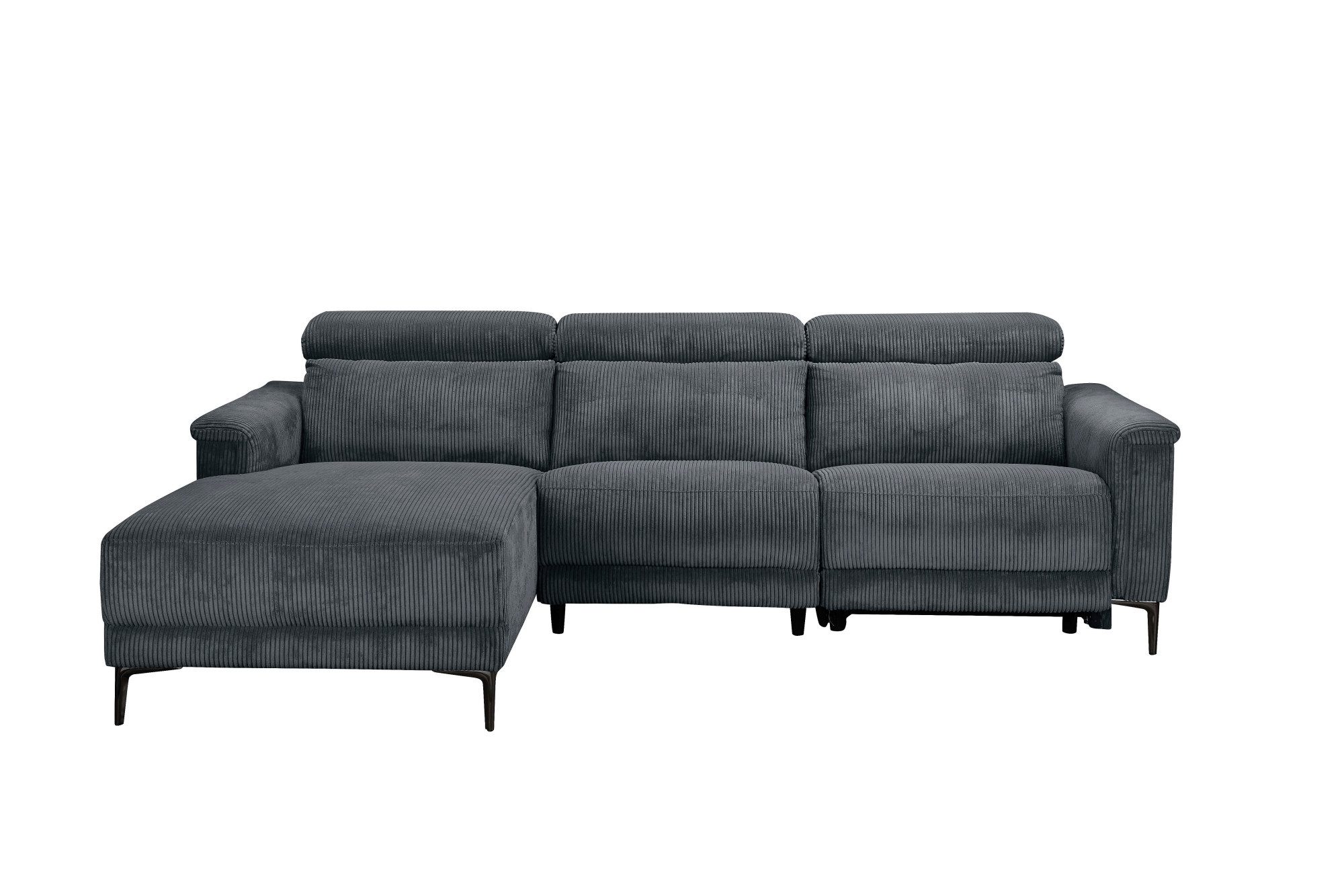 Places of Style Hoekbank Lund in cord, L-vorm, 261 cm, handmatige en elektrische relaxfunctie