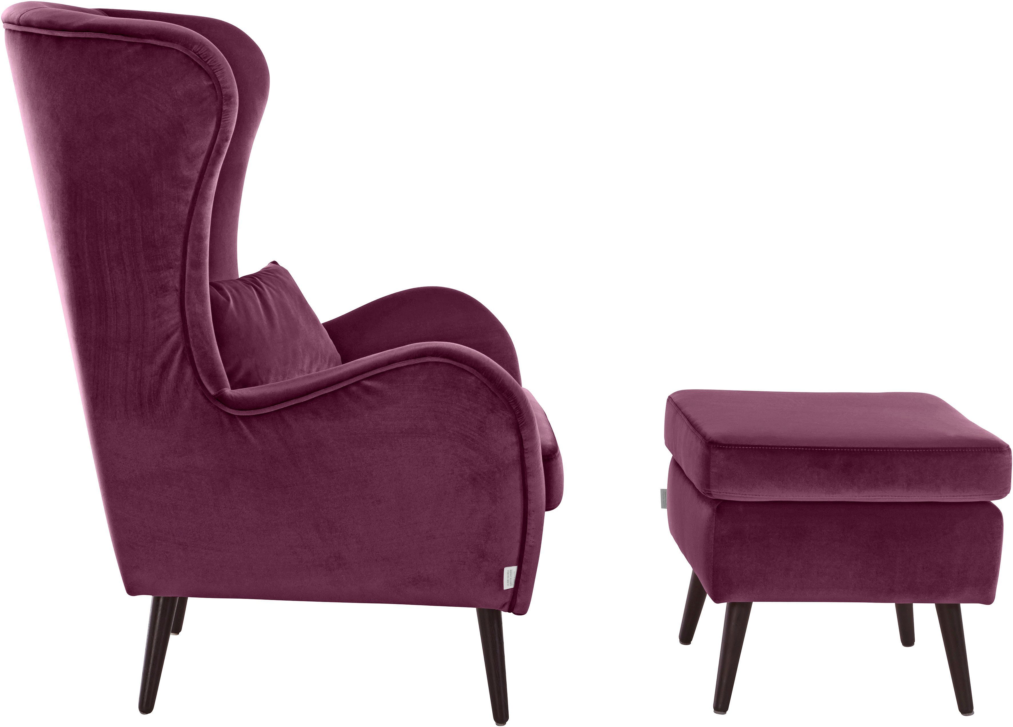 Guido Maria Kretschmer Home&Living Fauteuil Sallito, TV-stoel, oorfauteuil met Hocker, in veel stofkwaliteiten, ook in fluweelcord
