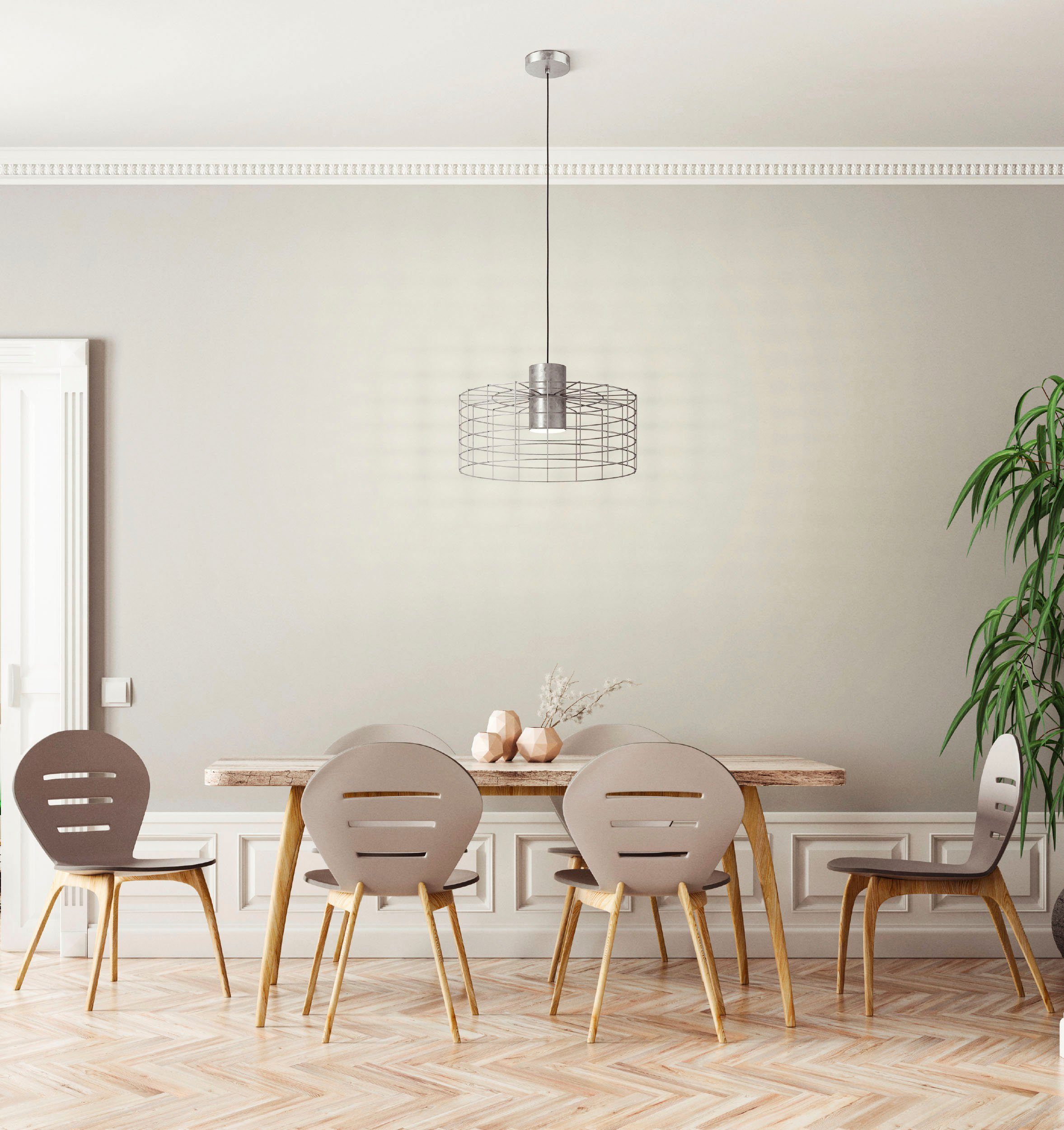 EGLO Hanglamp MILLIGAN Hanglamp in zilverkleur en wit van staal - excl. E27 - 40W (1 stuk)