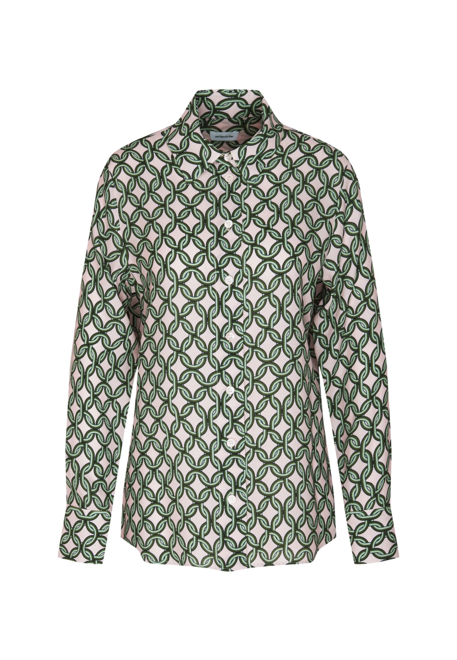 seidensticker Overhemdblouse Zwarte roos Lange mouwen kraag print