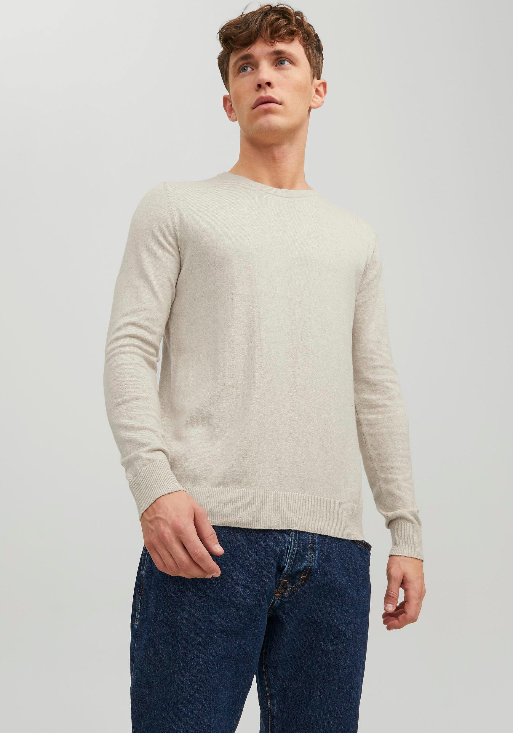 Jack & Jones Trui met ronde hals EMIL KNIT heren pullovers maat L wit