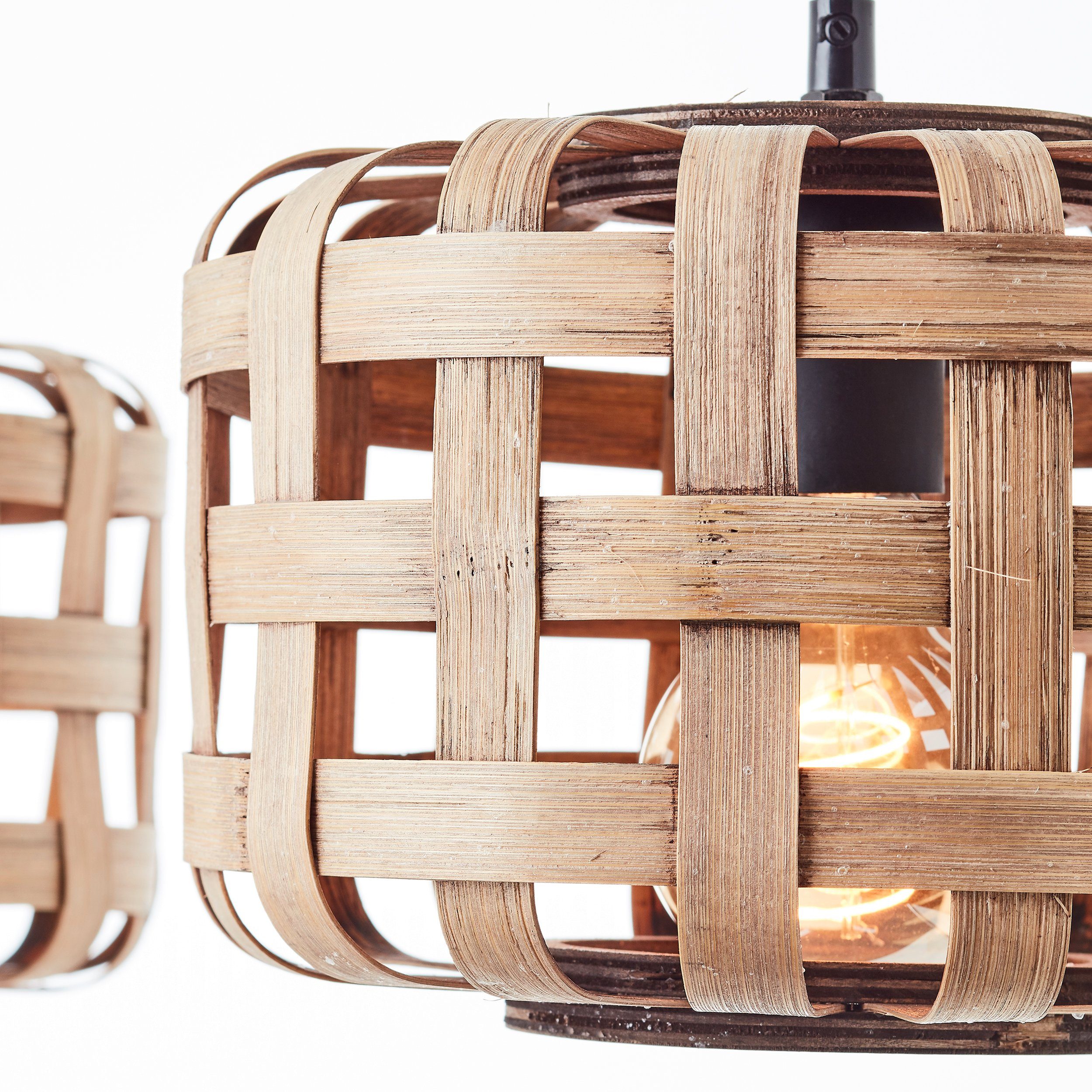 Brilliant Leuchten Hanglamp Woodline 146 x 25 x 104 cm, 3 x e27, kappen van bamboe, natuur/zwart (1 stuk)