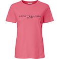 tommy hilfiger shirt met ronde hals regular hilfiger c-nk tee ss met groot tommy hilfiger logo-opschrift roze