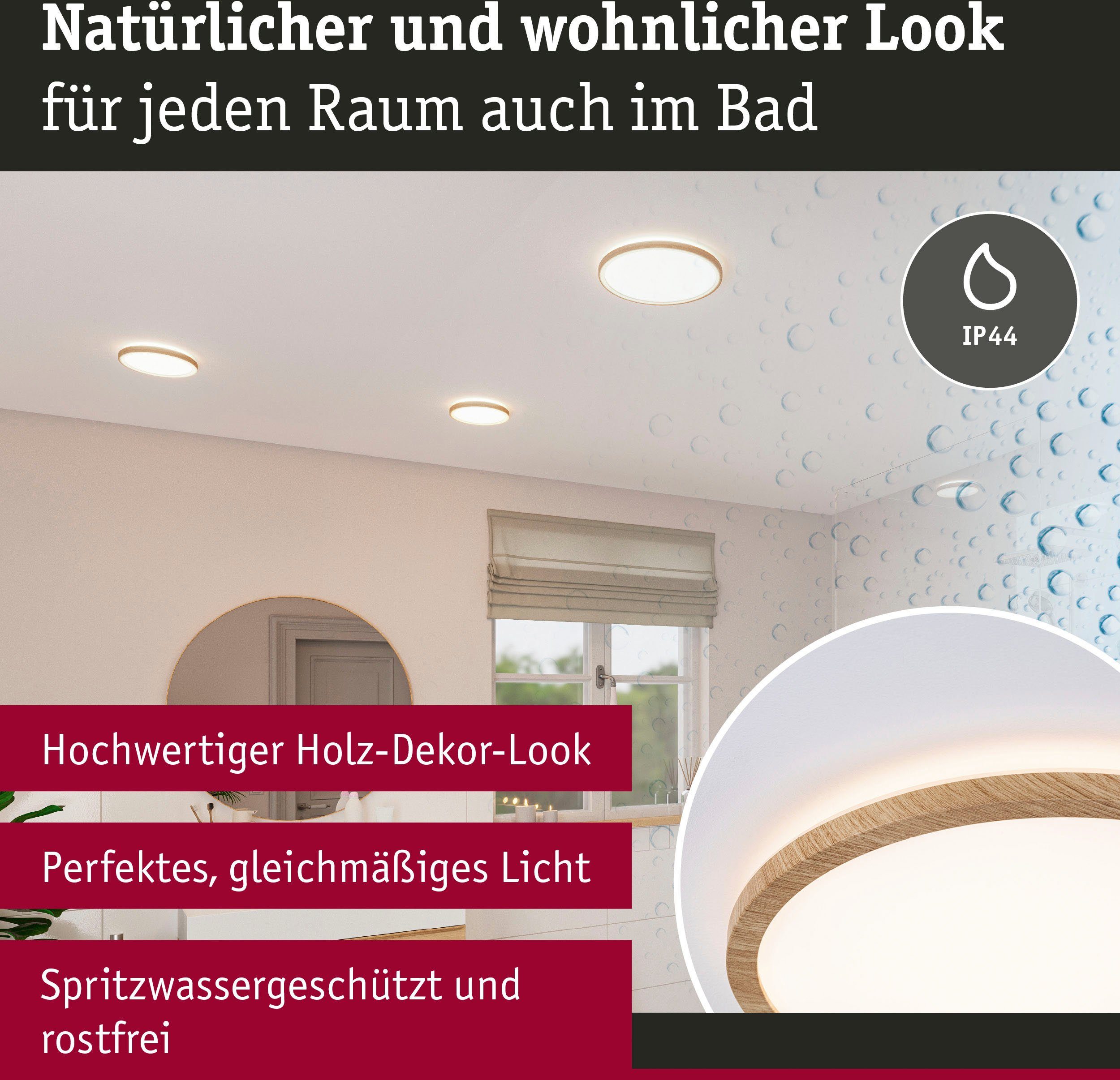 Paulmann Led-paneel Atria Shine 22W 3000K 420mm eik kunststof IP44