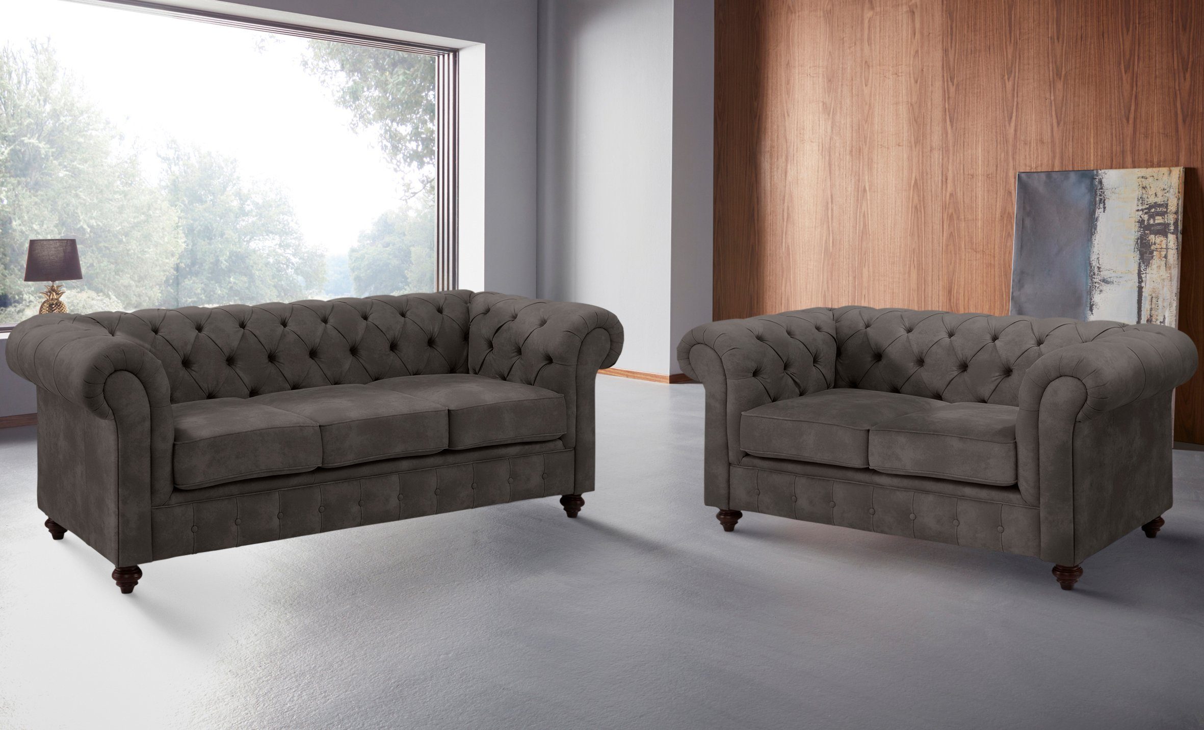 Home affaire Zithoek CHESTERFIELD hoogwaardige knoopdetails, bestaande uit 2- en 3-zitsbank (2-delig)