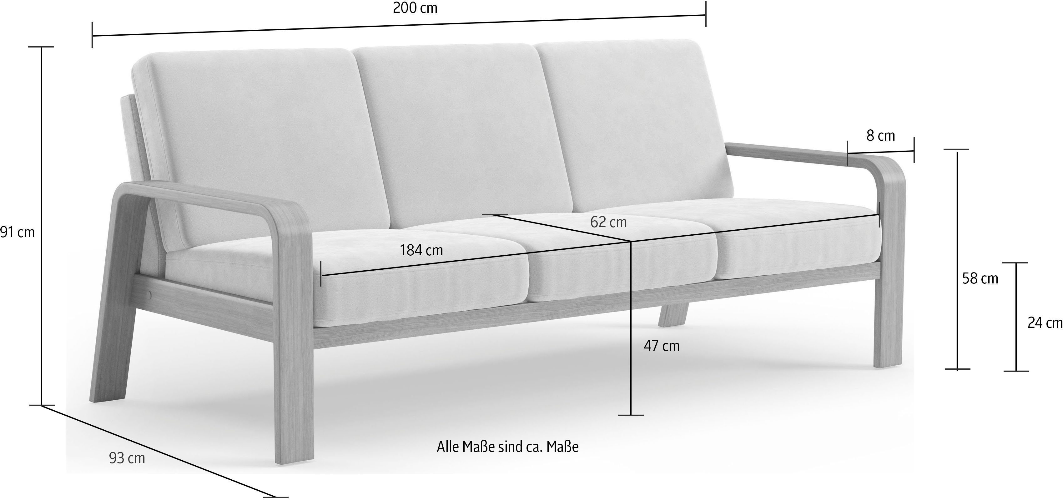 sit&more 3-zitsbank Kolding Armleuningen van eikenkleurig beukenhout, verschillende bekledingen en kleuren