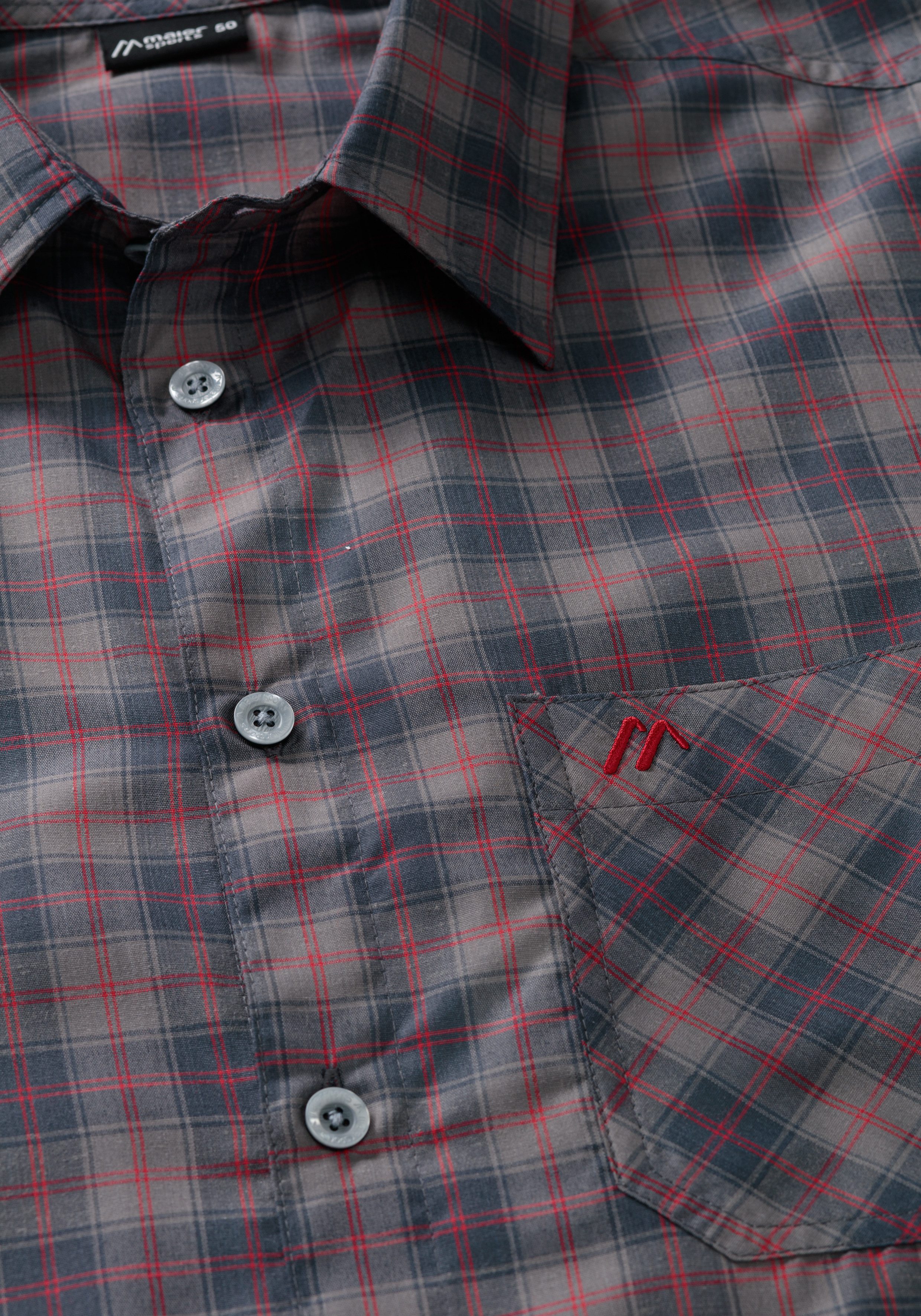 Maier Sports Functioneel shirt Claas Heren overhemd, langarm geruit overhemd voor outdoor en vrije tijd