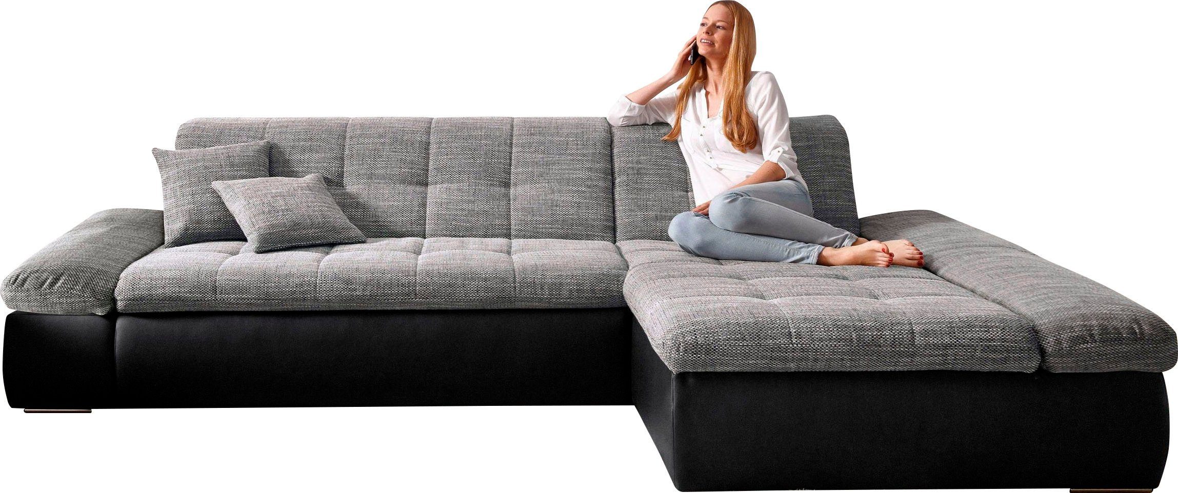 DOMO collection Hoekbank Moric, L-vorm, XXL-bank - Breedte 300cm XXL-formaat, optioneel ook met slaapbank functie en verstelling armleuning,