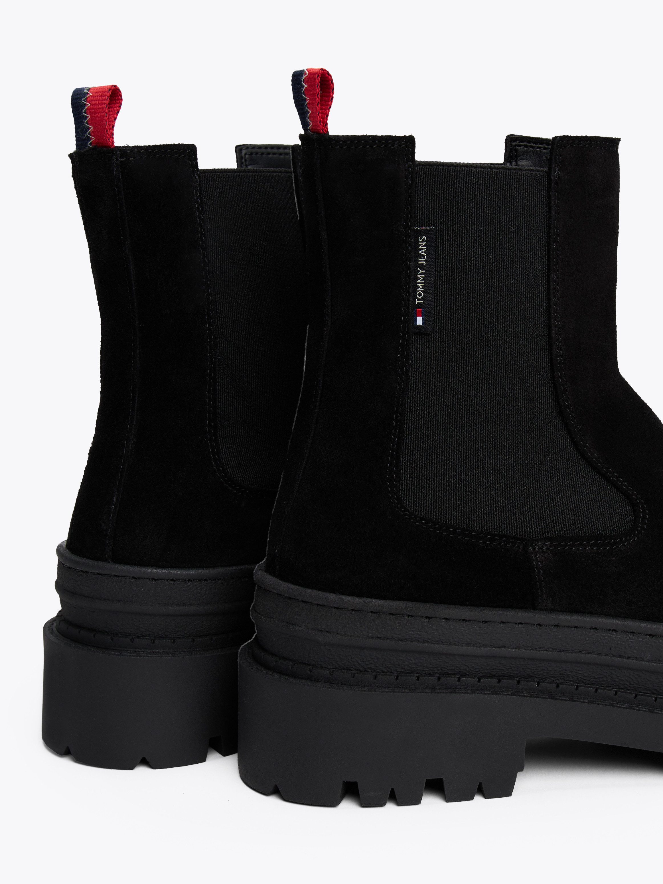 TOMMY JEANS Chelsea-boots TJW FOXING CHELSEA SUEDE blokhak, instap laarzen, enkellaars met kleurrijke aantrekloop