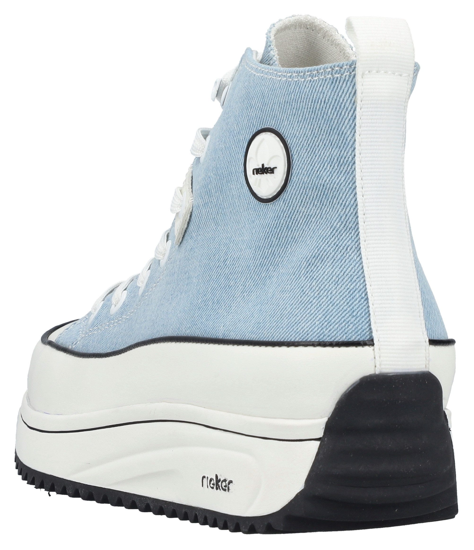 Rieker Sneakers plateau, high top sneakers, veterschoenen in vegan-verwerking