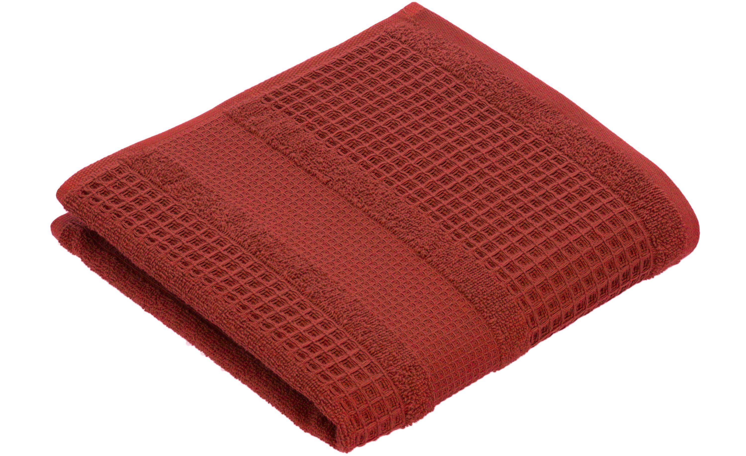 Vossen Handdoeken Senses lichte wafelstructuur (2 stuks) handdoeken rood