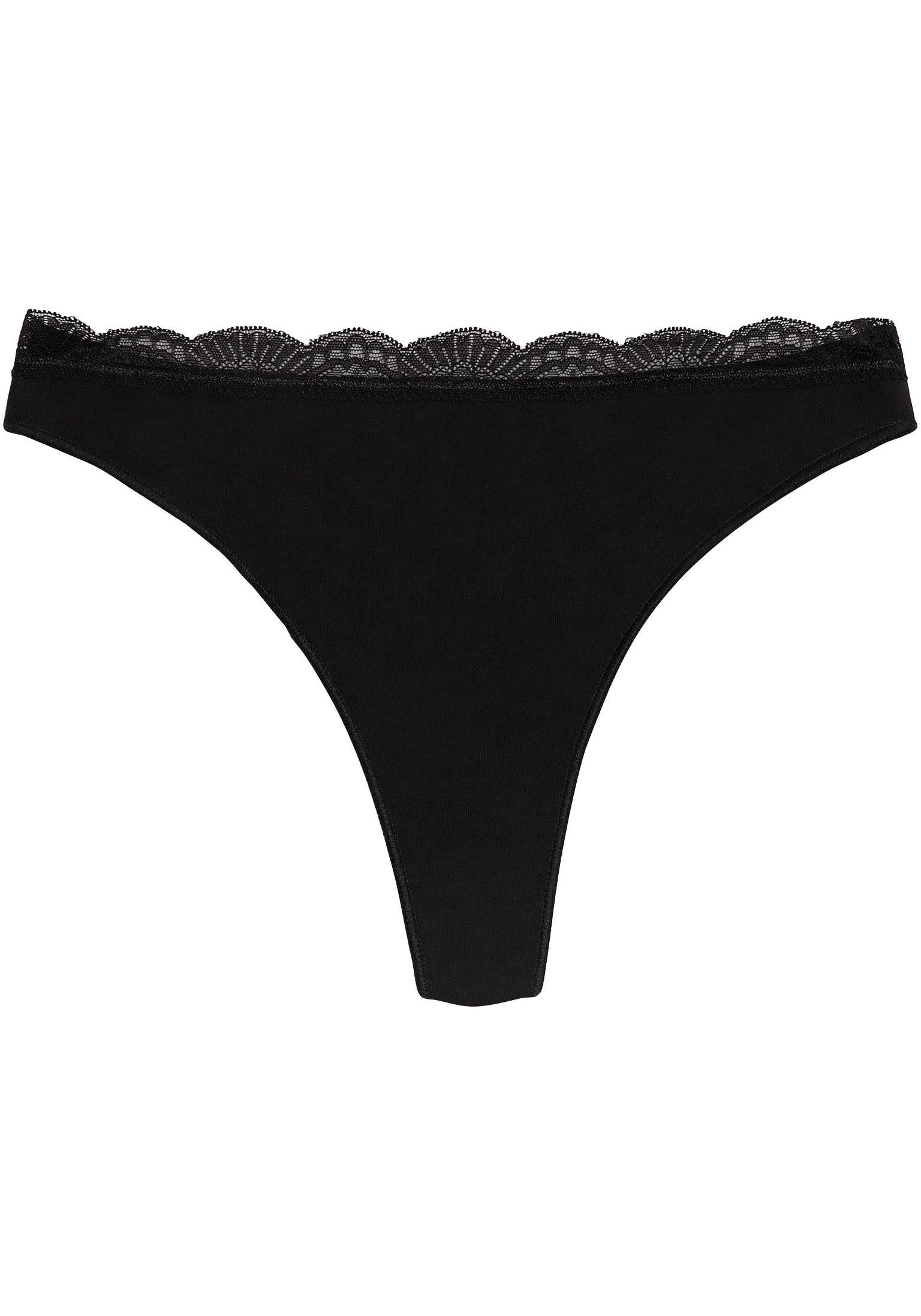 YSABEL MORA Tanga BASIC COLLECTION COTTON WITH LACE niet alleen comfortabel, maar ook romantische kantdetails (Set van 3)