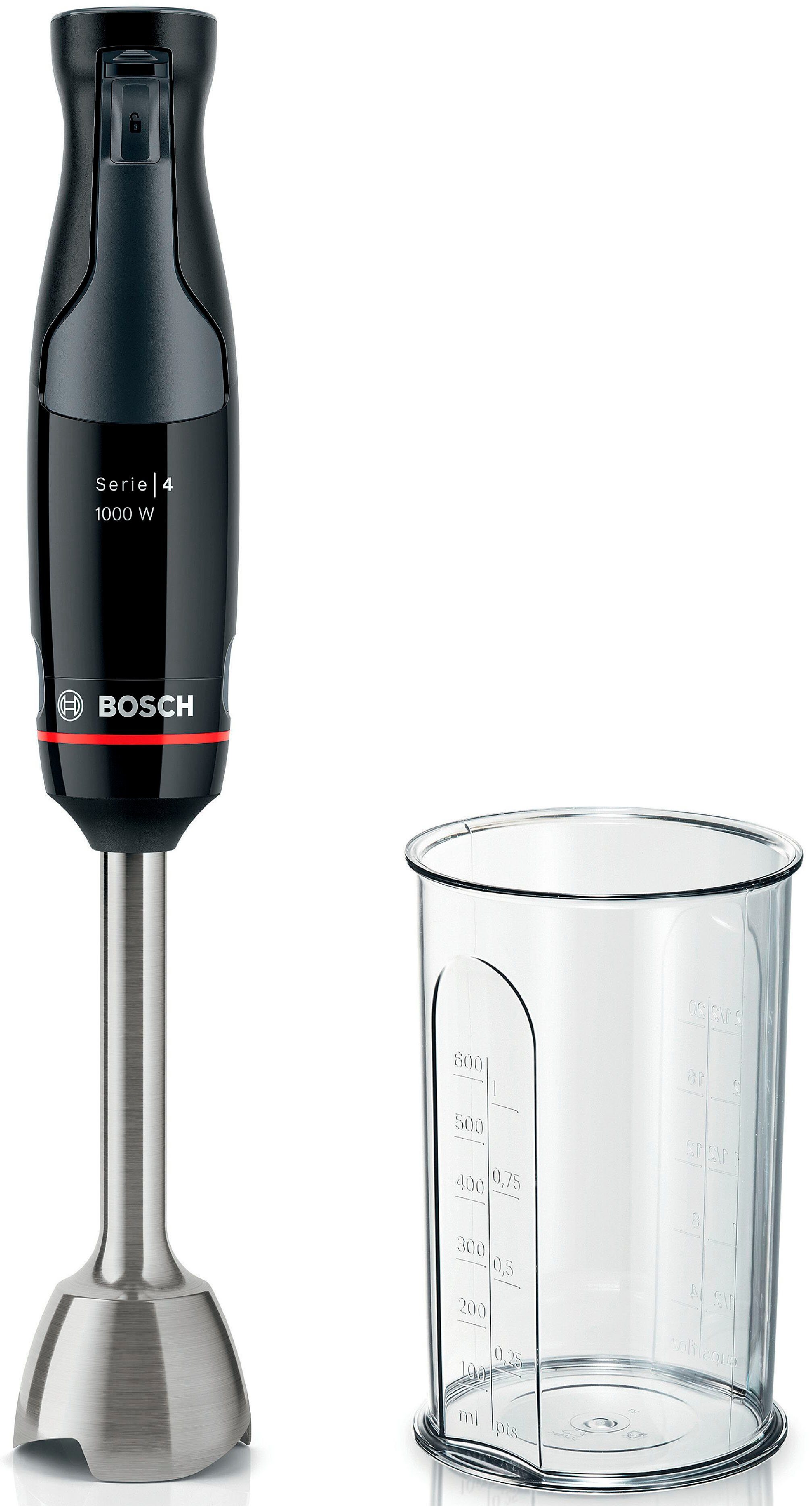 BOSCH Staafmixer ErgoMaster serie 4 MSM4B610, 4 messen, mixvoet roestvrij staal, zwart