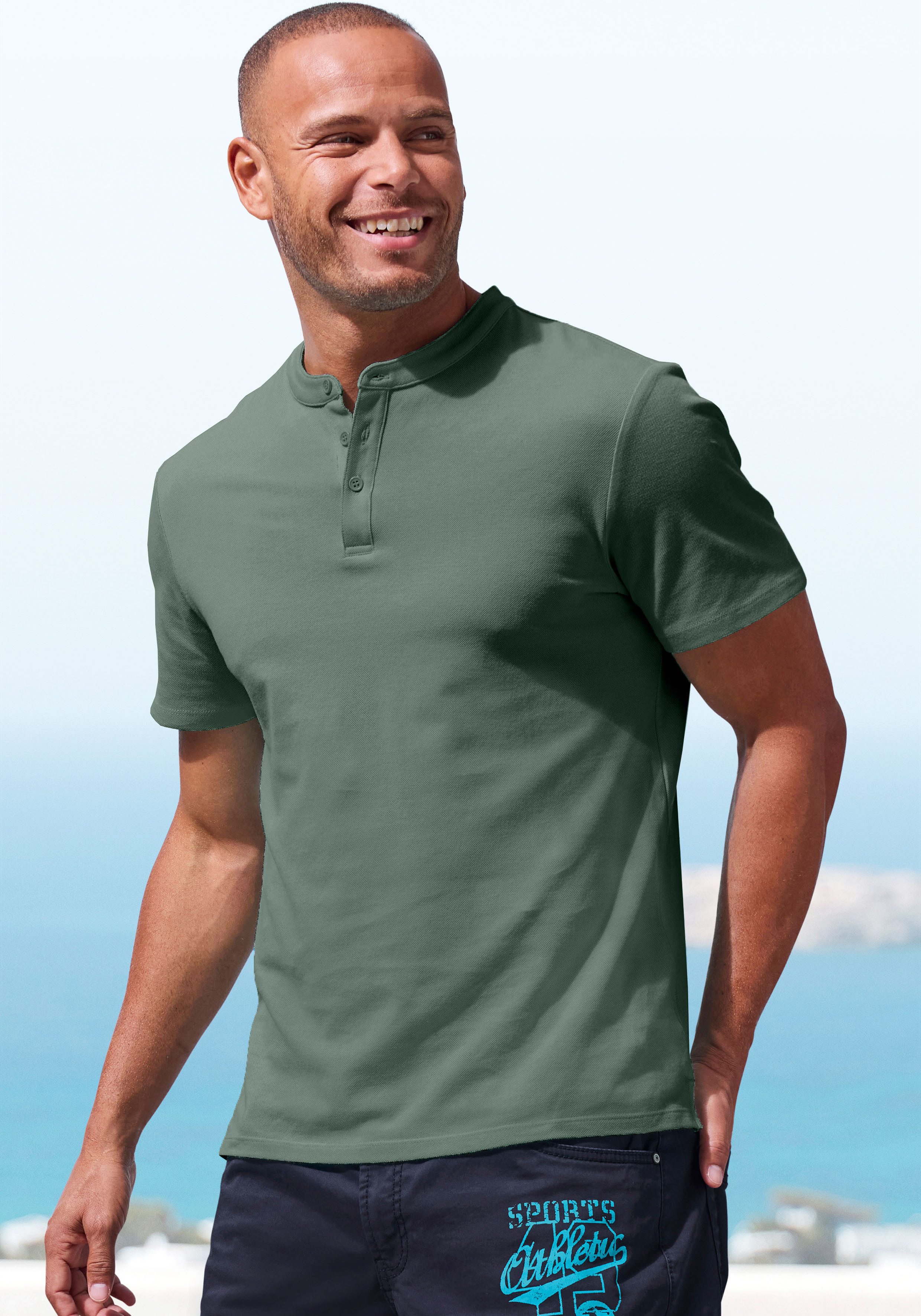 John Devin Poloshirt Met opstaande kraag Regular-Fit, van katoen-piqué heren poloshirts maat XXL (60/62) groen