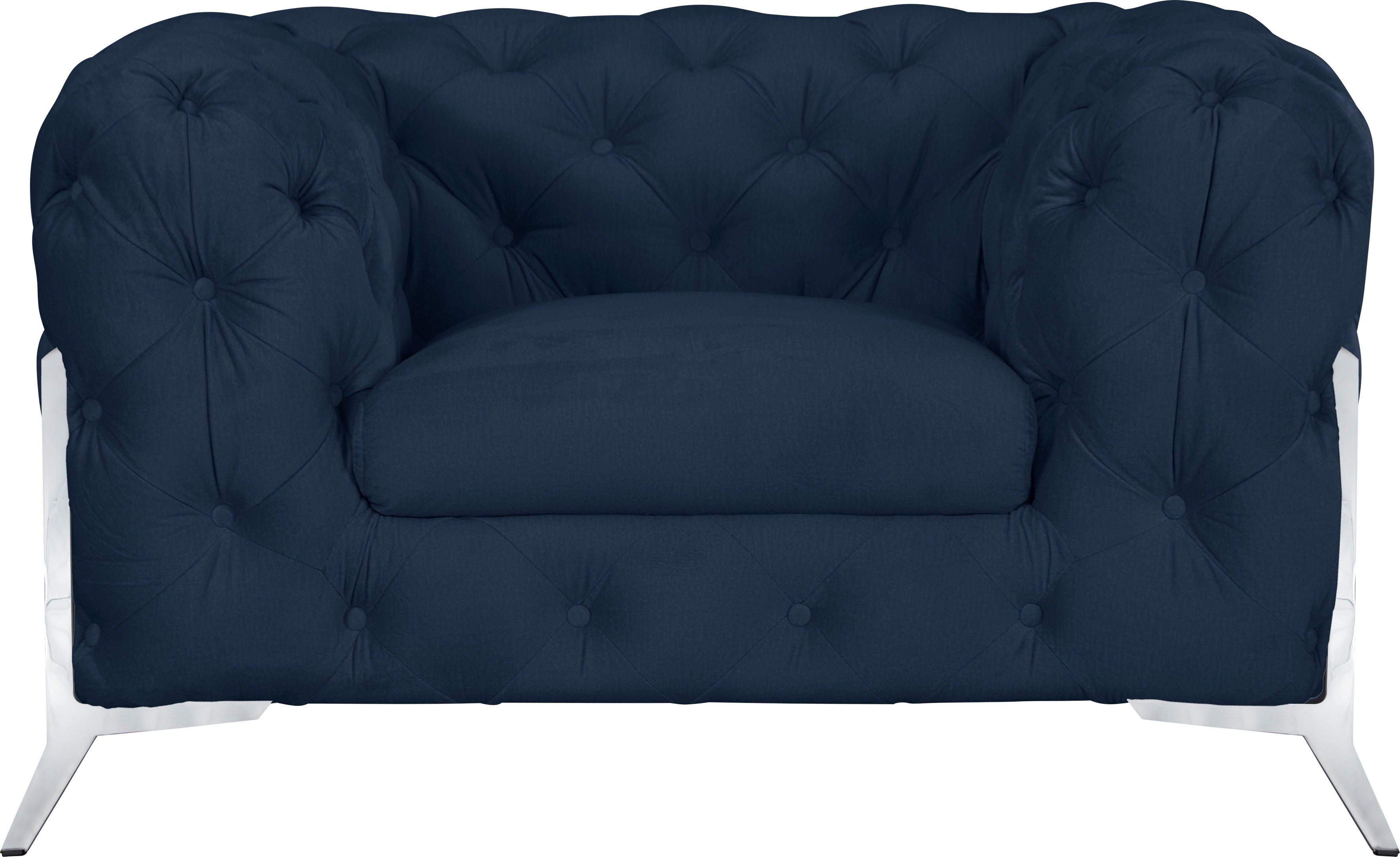 leonique chesterfield-fauteuil amaury luxueuze capitonnage, moderne chesterfield look, kleur van de poten ter keuze blauw