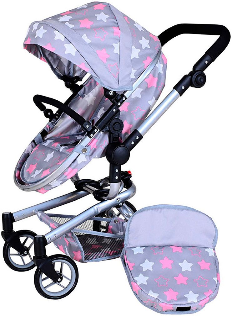 Knorrtoys® Combi-poppenwagen Boonk - star grey pink