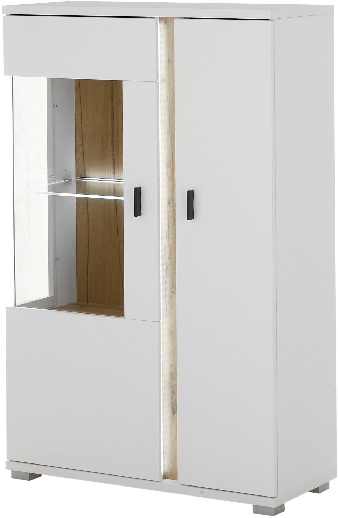 INOSIGN Vitrinekast LONG ISLAND, opberghangkast in moderne trendkleur, inclusief verticale verlichting, breedte 80 cm (1 stuk)