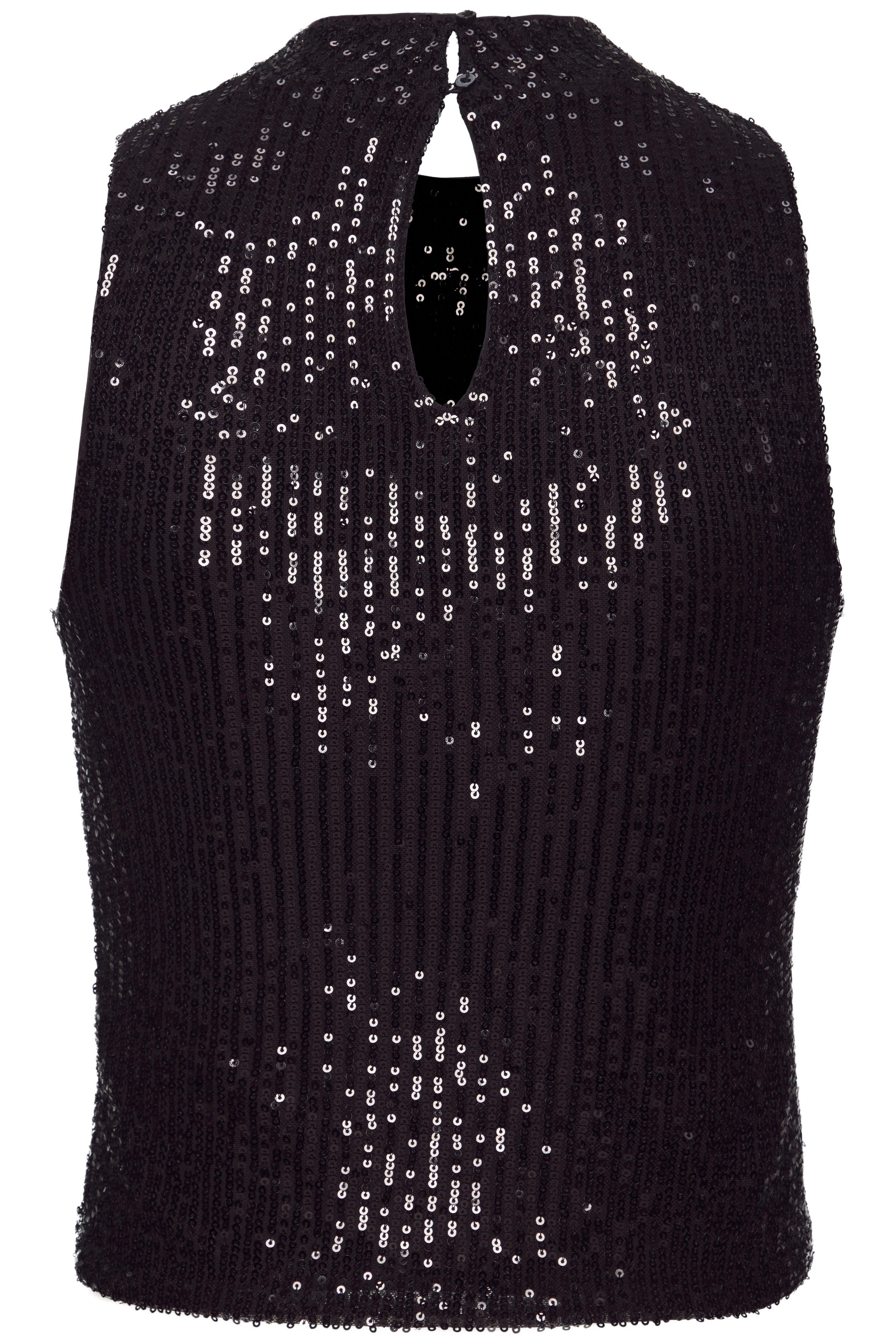 Lascana Tanktop met pailletten en staande kraag, elastische dames-top, feestelijk