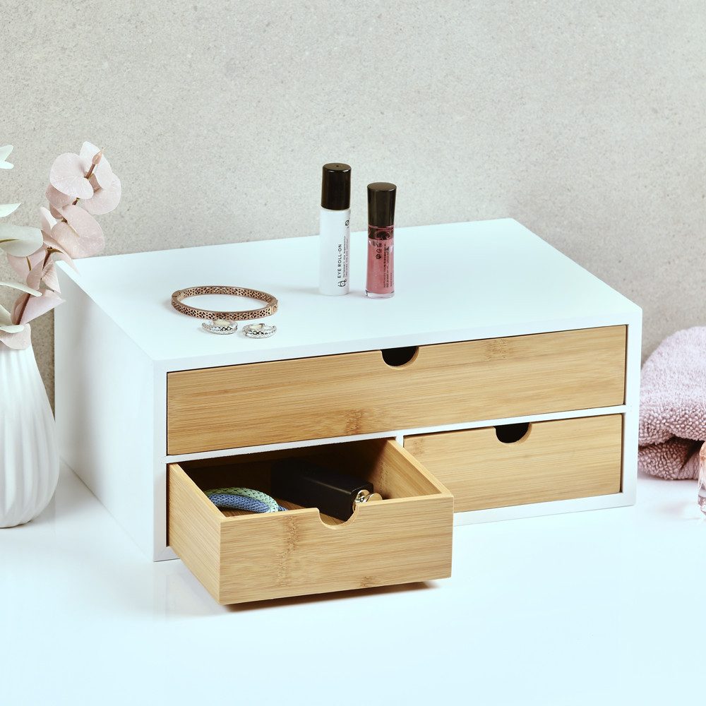 KESPER for kitchen & home Stellingkast Mini-commode met 3 legplanken, wit/bruin, FSC (1 stuk)