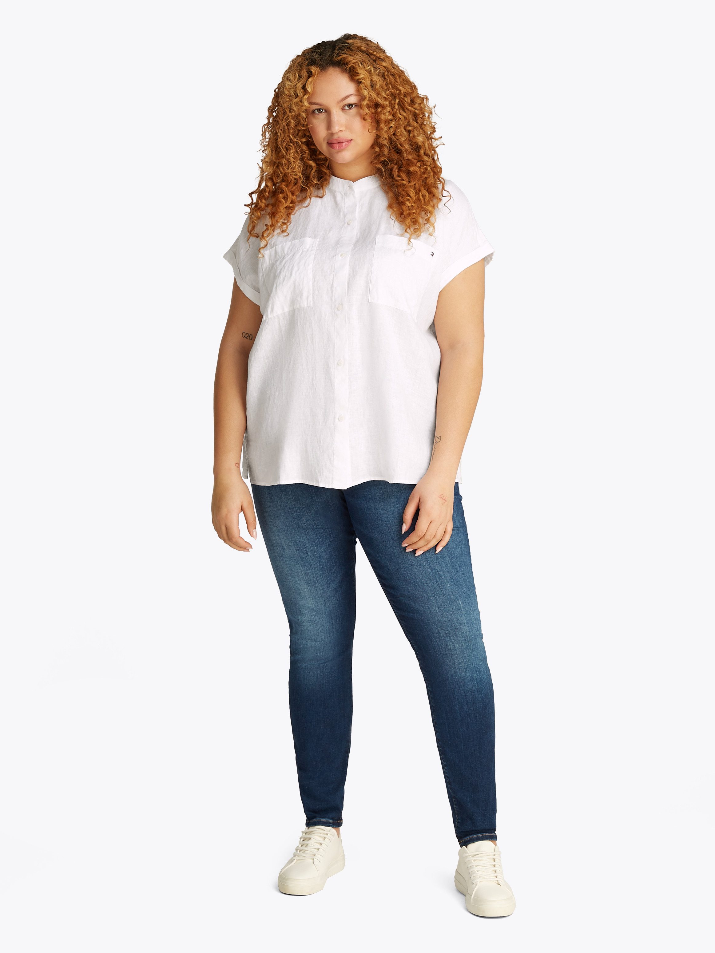 Tommy Hilfiger Curve Klassieke blouse CRV ESS LI COLLARLESS S/S BLOUSE