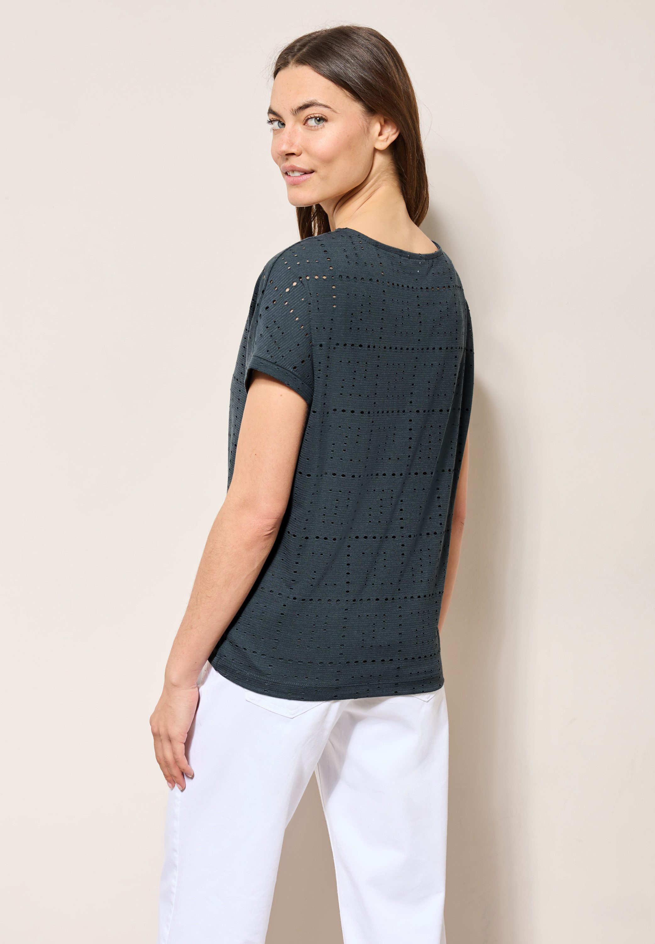 Cecil T-shirt met perforatiemotief