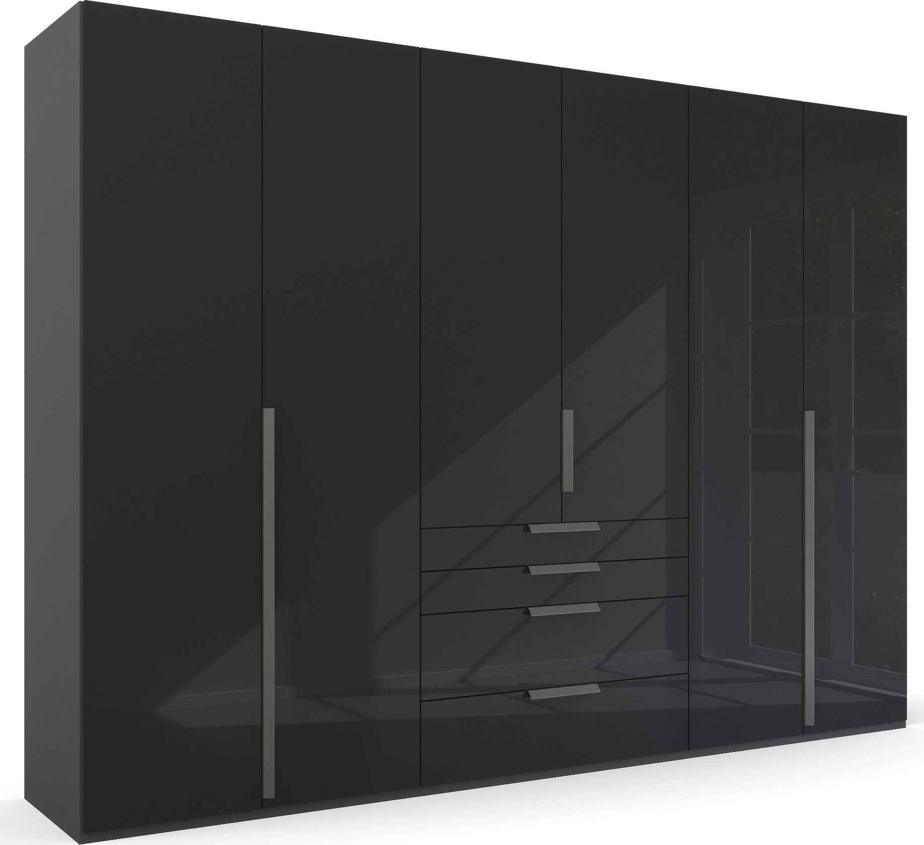 rauch Draaideurkast Purisma met glazen front, laden en vele accessoires, met soft-closetechniek kledingkasten zwart