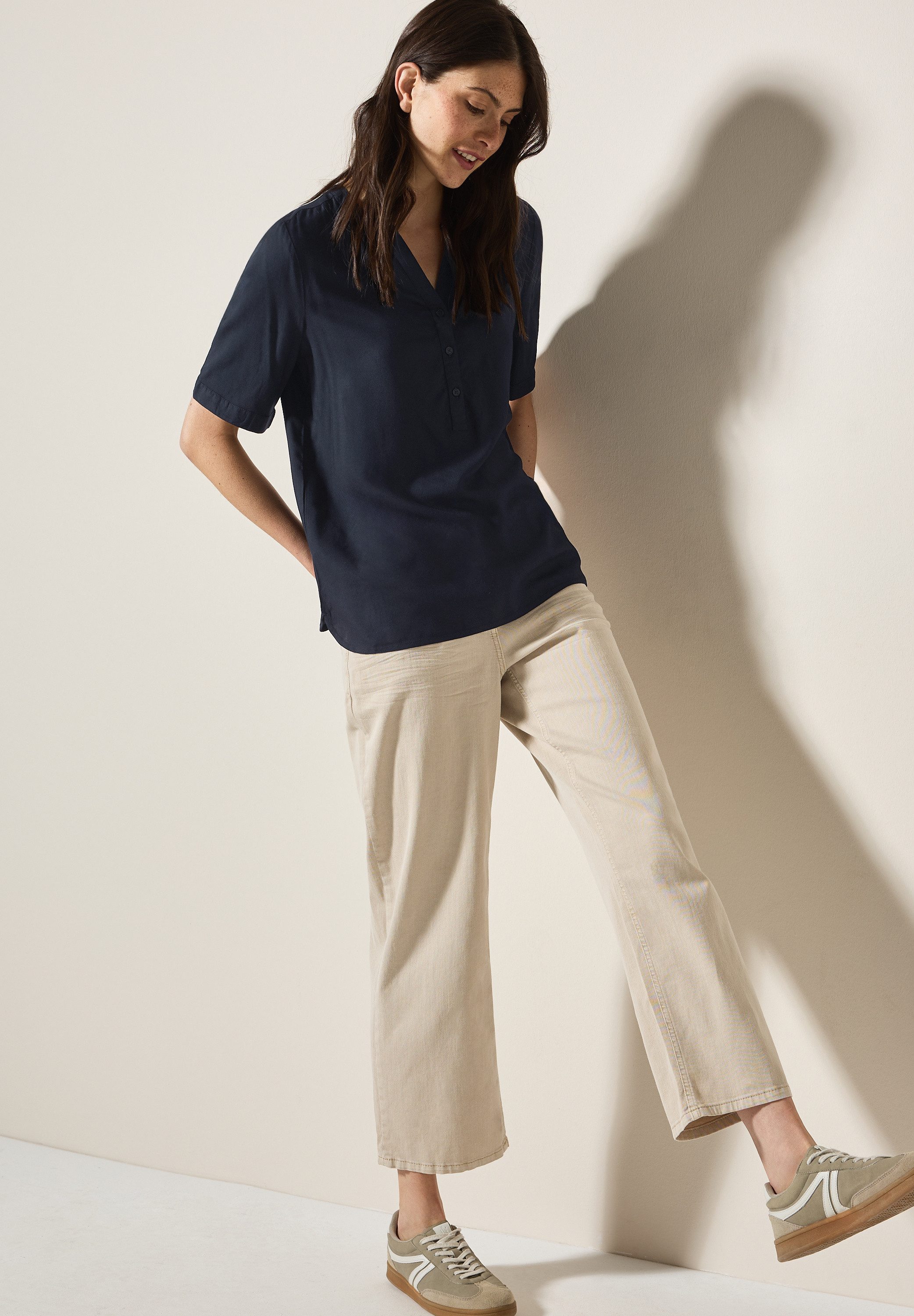 Cecil Blouse met korte mouwen met knoopsluiting en van viscose