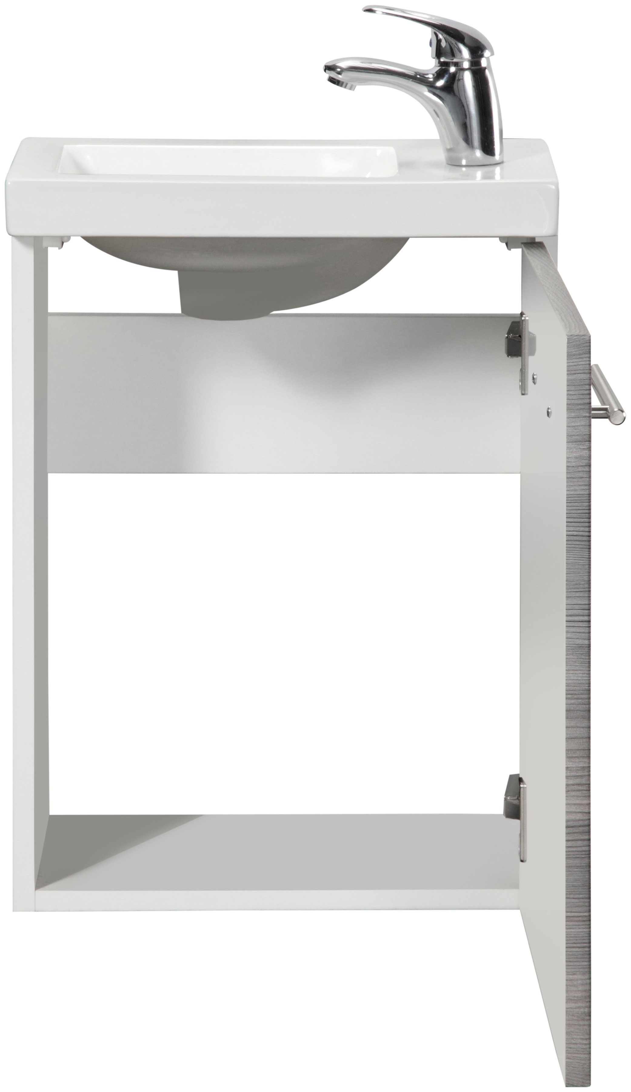 welltime Wastafelmeubel Trento Badkamermeubel breedte 40 cm, gastenbadkamer SlimLine tweede toilet (set, 4-delig)